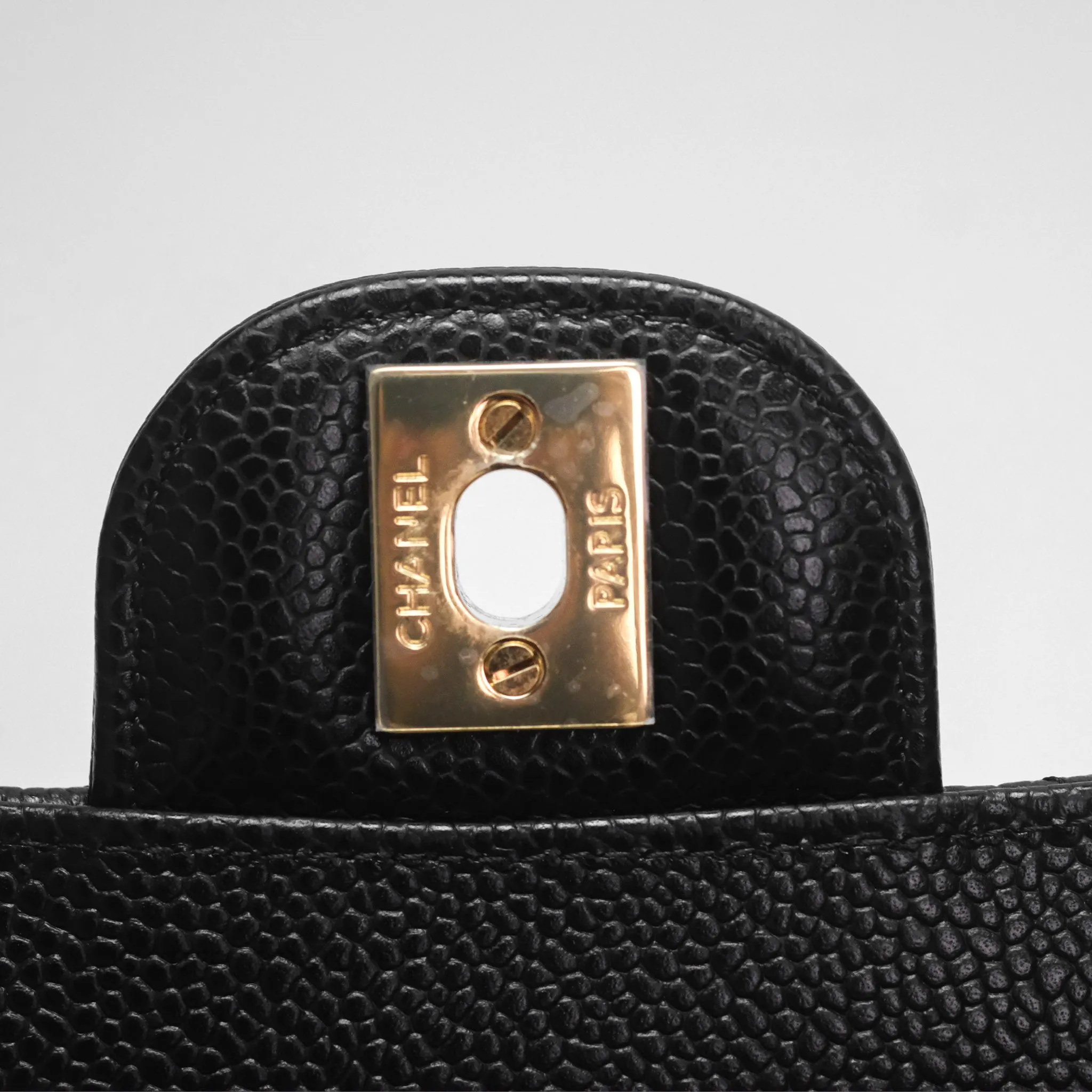 Chanel Classic M/L Medium Flap Quilted Black Caviar Gold Hardware