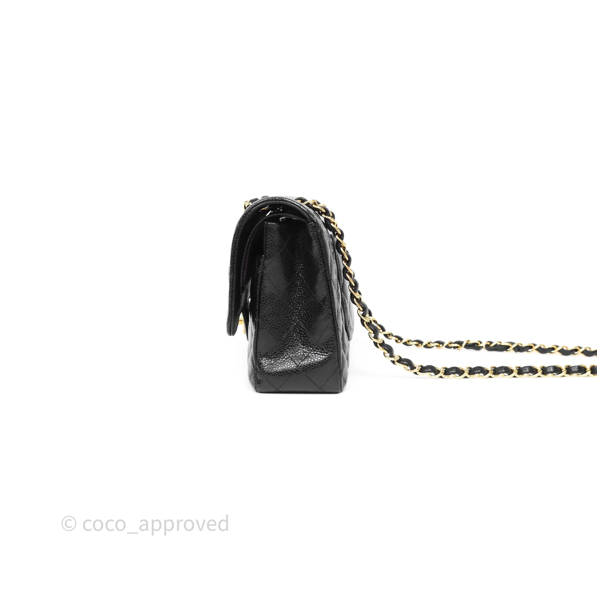 Chanel Classic M/L Medium Flap Quilted Black Caviar Gold Hardware