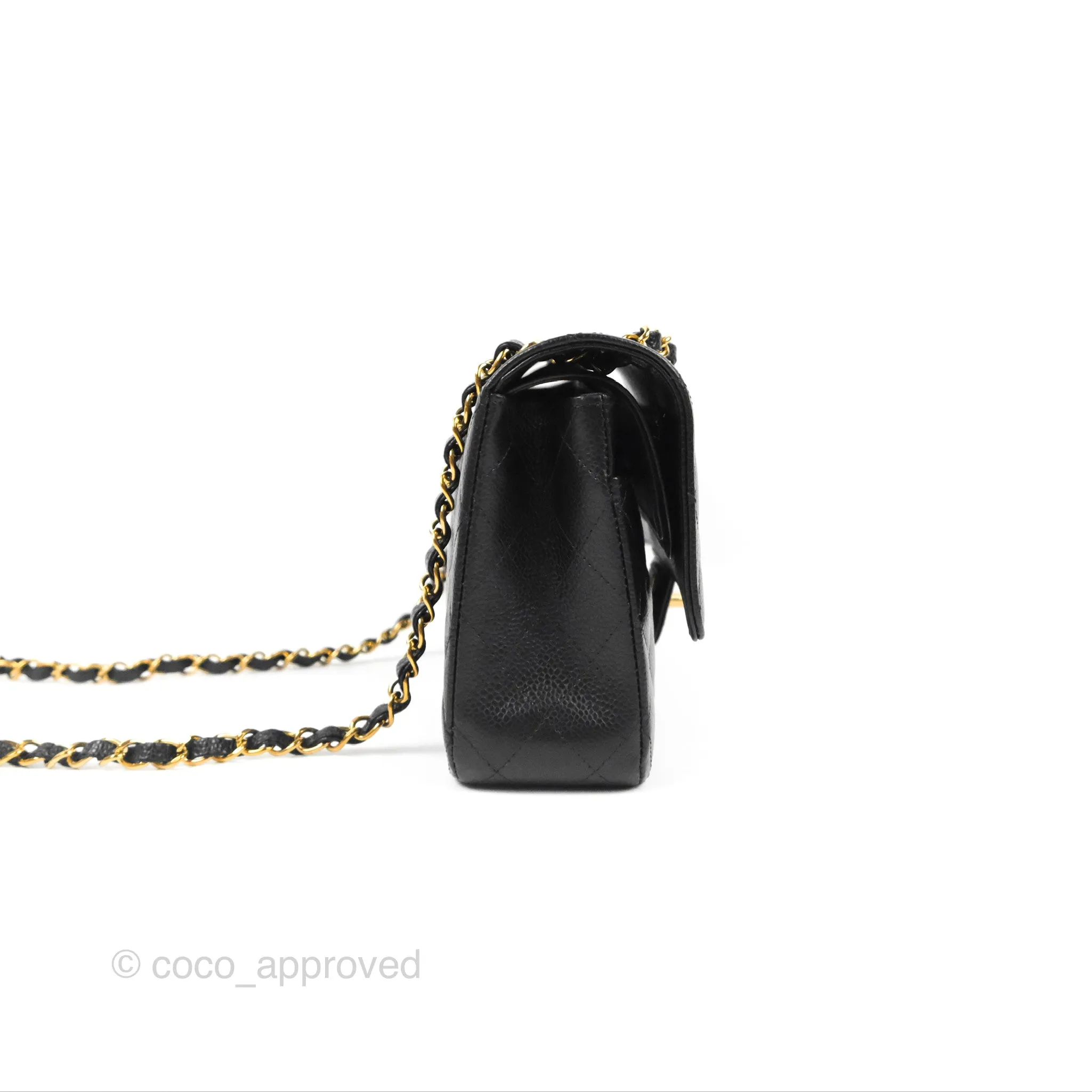 Chanel Classic M/L Medium Flap Quilted Black Caviar Gold Hardware