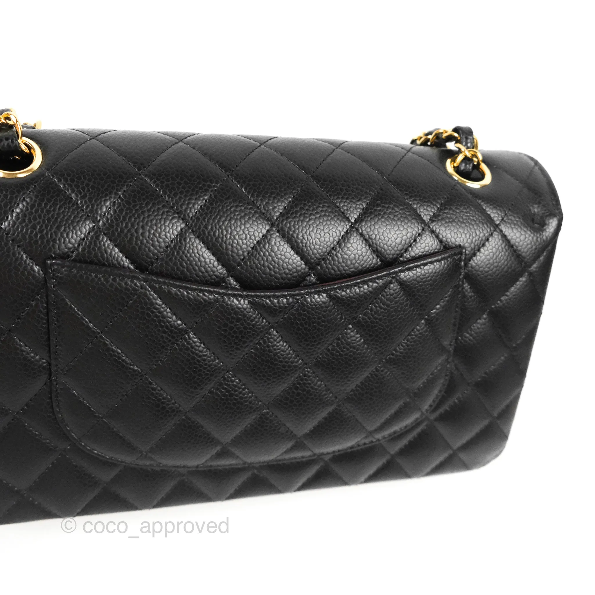 Chanel Classic M/L Medium Flap Quilted Black Caviar Gold Hardware