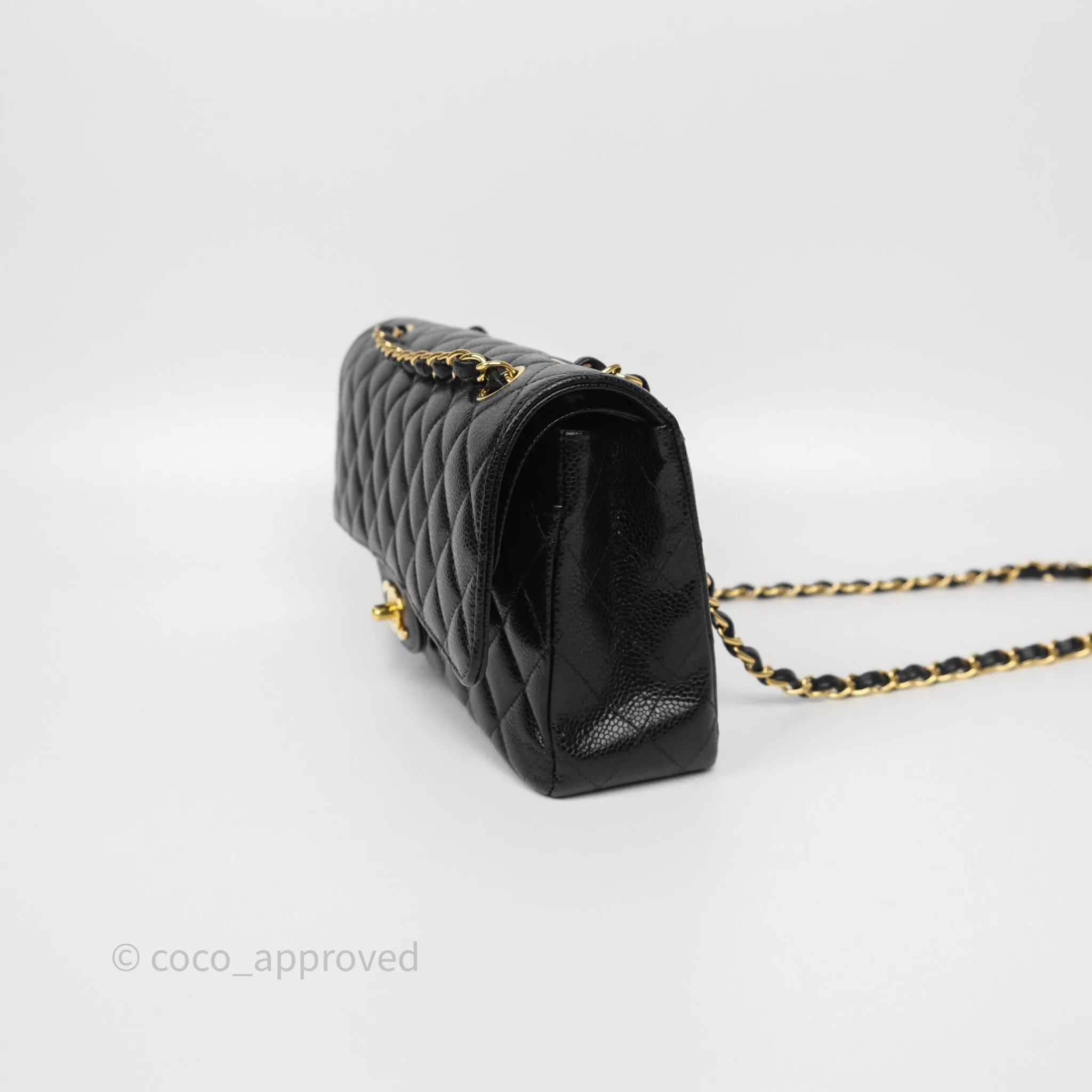 Chanel Classic M/L Medium Flap Quilted Black Caviar Gold Hardware