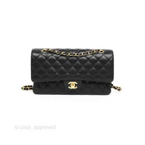 Chanel Classic M/L Medium Flap Quilted Black Caviar Gold Hardware