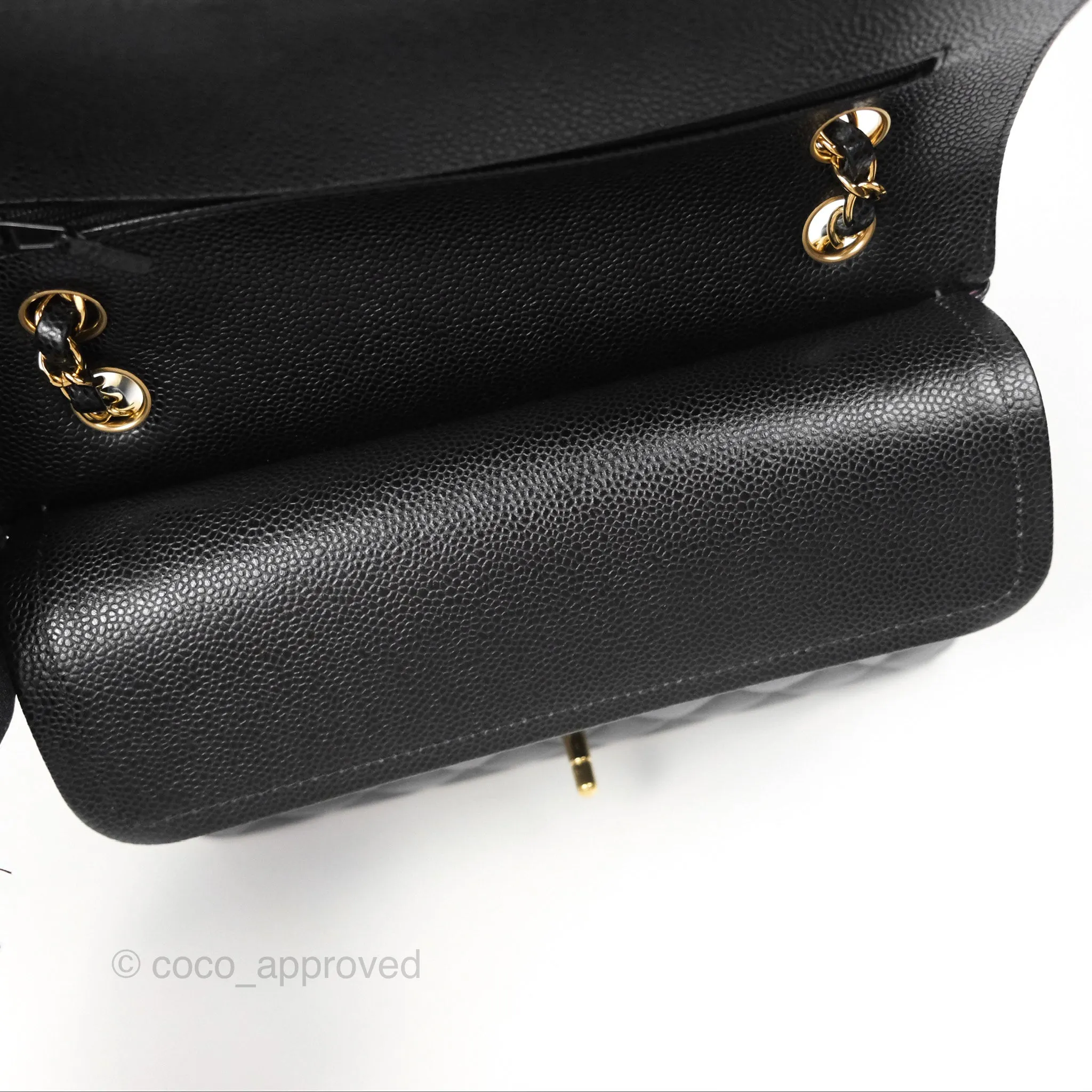 Chanel Classic M/L Medium Flap Quilted Black Caviar Gold Hardware