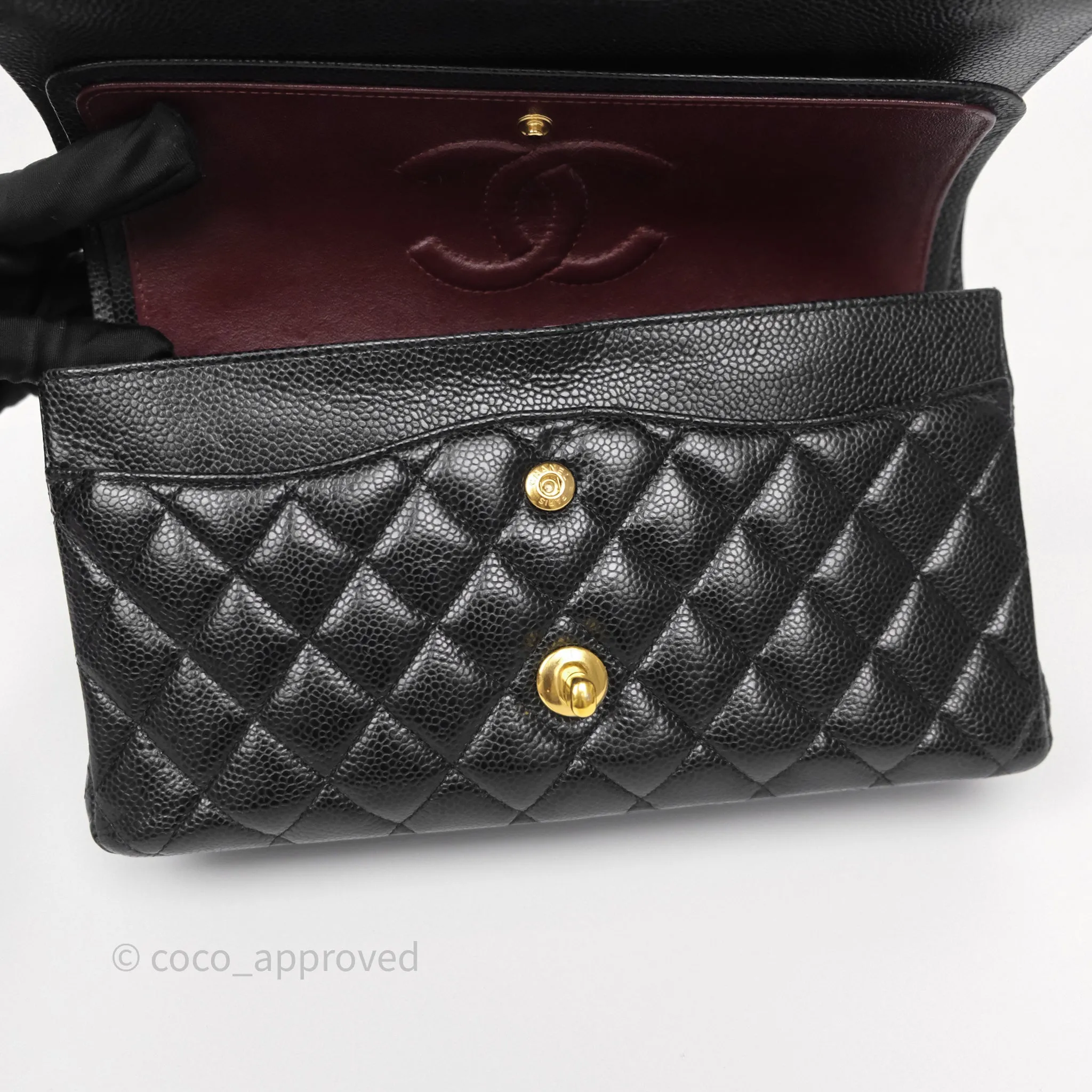 Chanel Classic M/L Medium Flap Quilted Black Caviar Gold Hardware