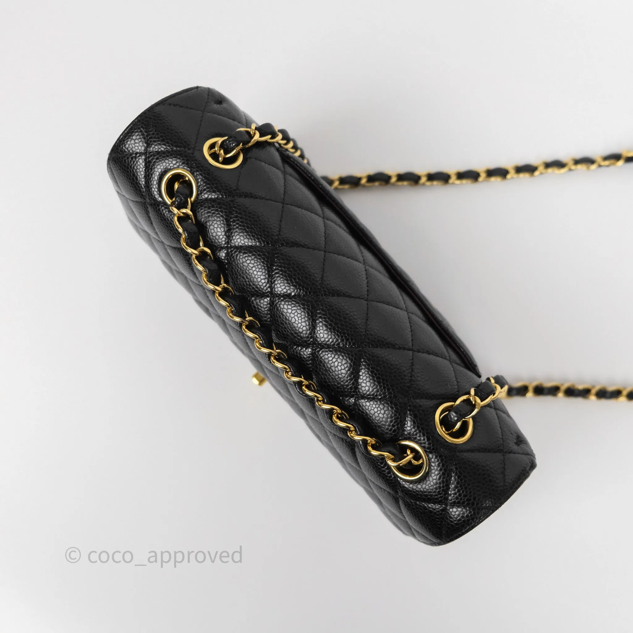 Chanel Classic M/L Medium Flap Quilted Black Caviar Gold Hardware