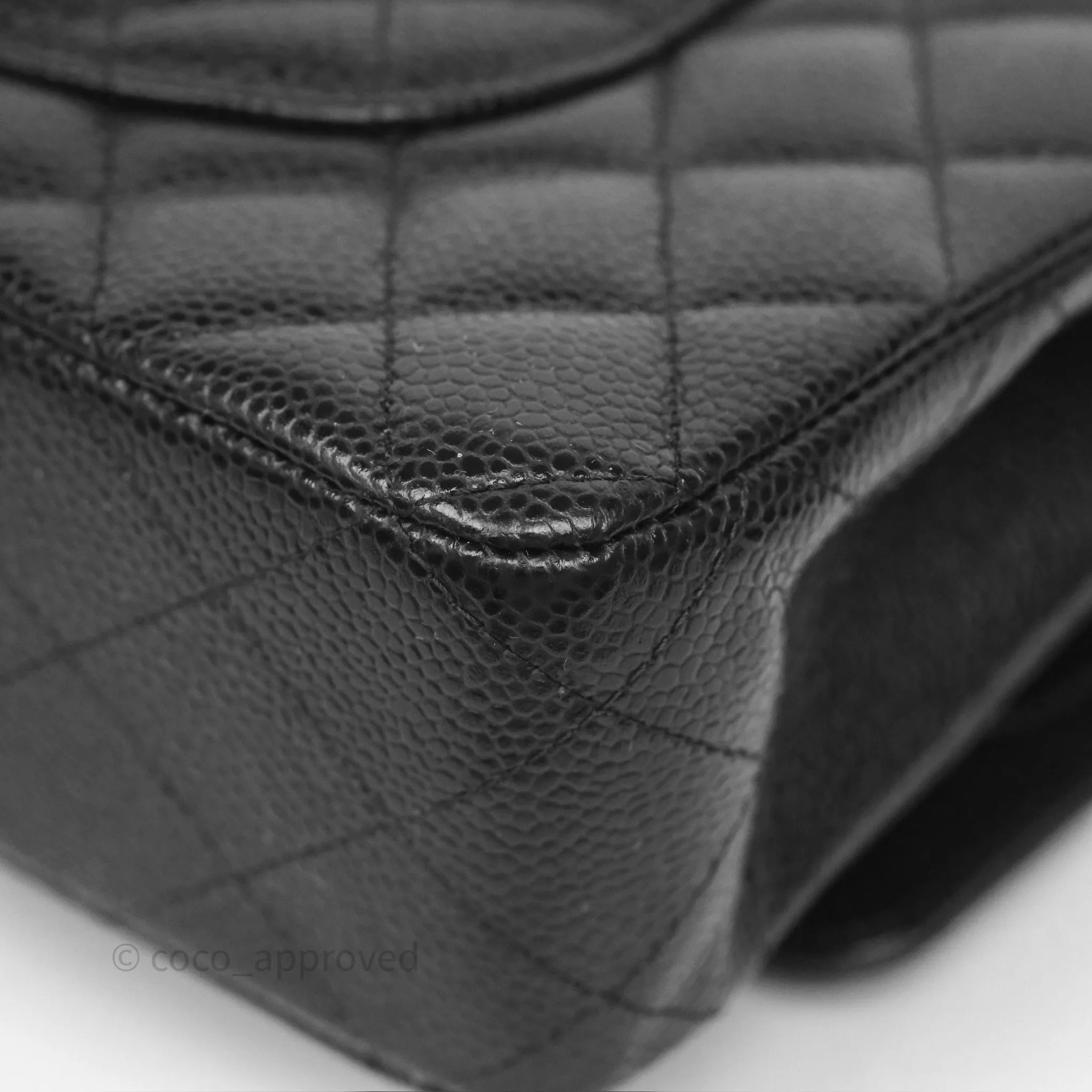 Chanel Classic M/L Medium Flap Quilted Black Caviar Gold Hardware