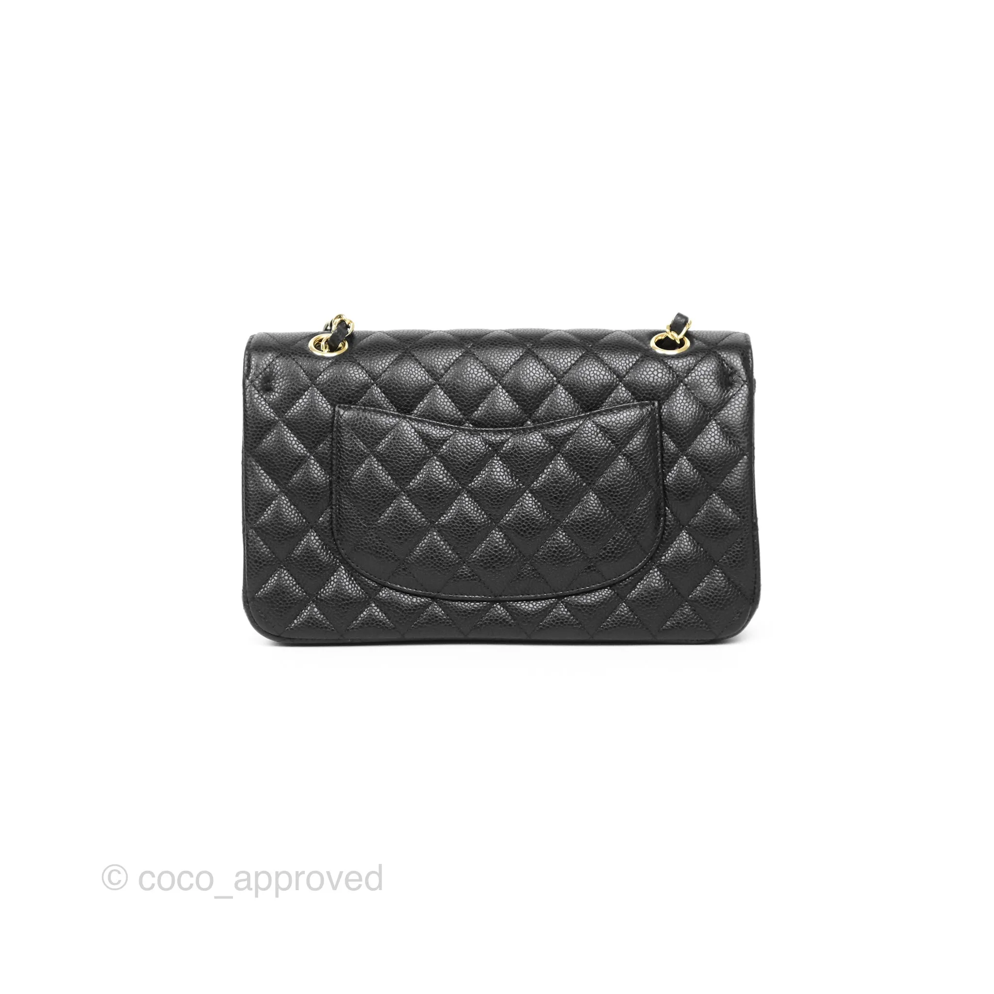 Chanel Classic M/L Medium Flap Quilted Black Caviar Gold Hardware