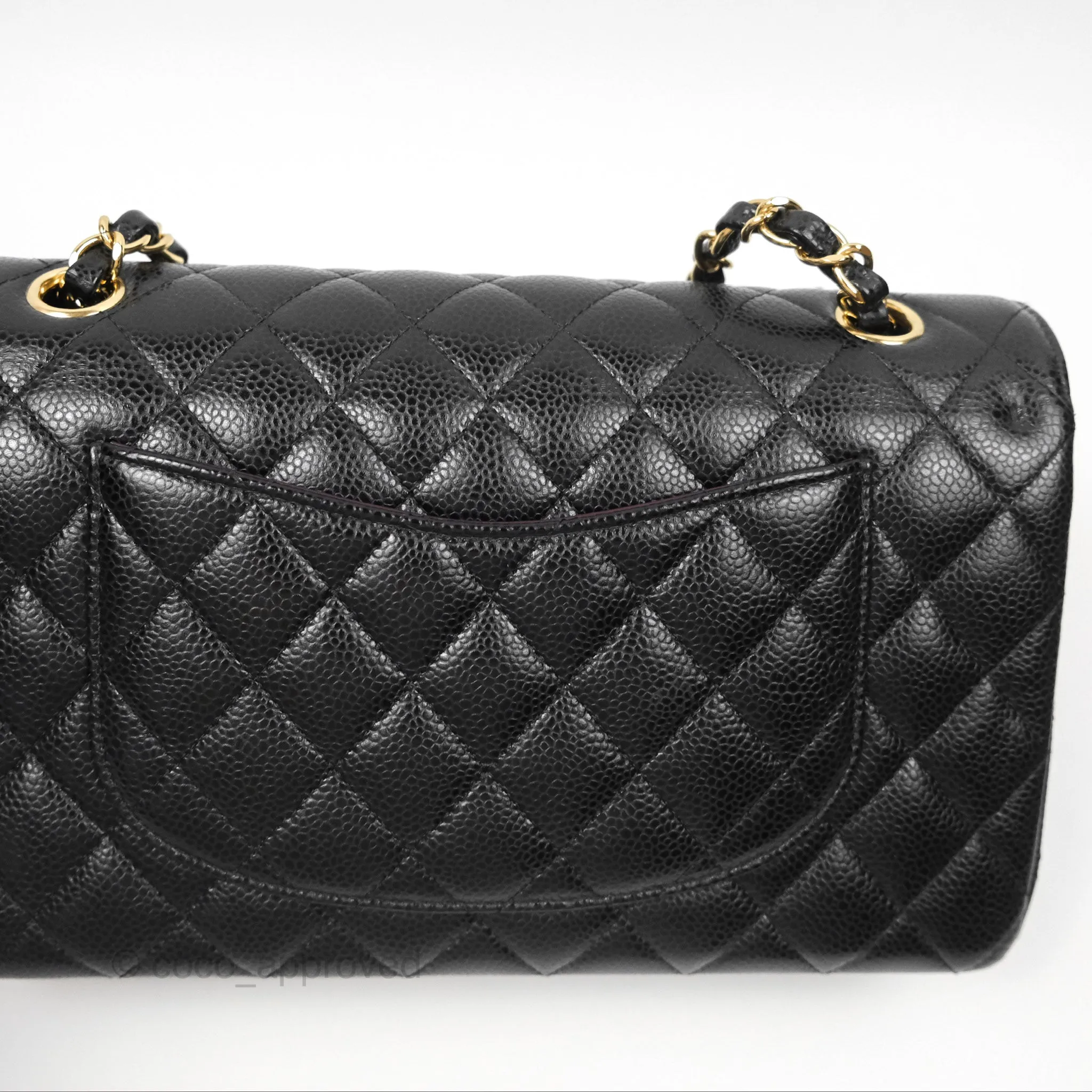 Chanel Classic M/L Medium Flap Quilted Black Caviar Gold Hardware