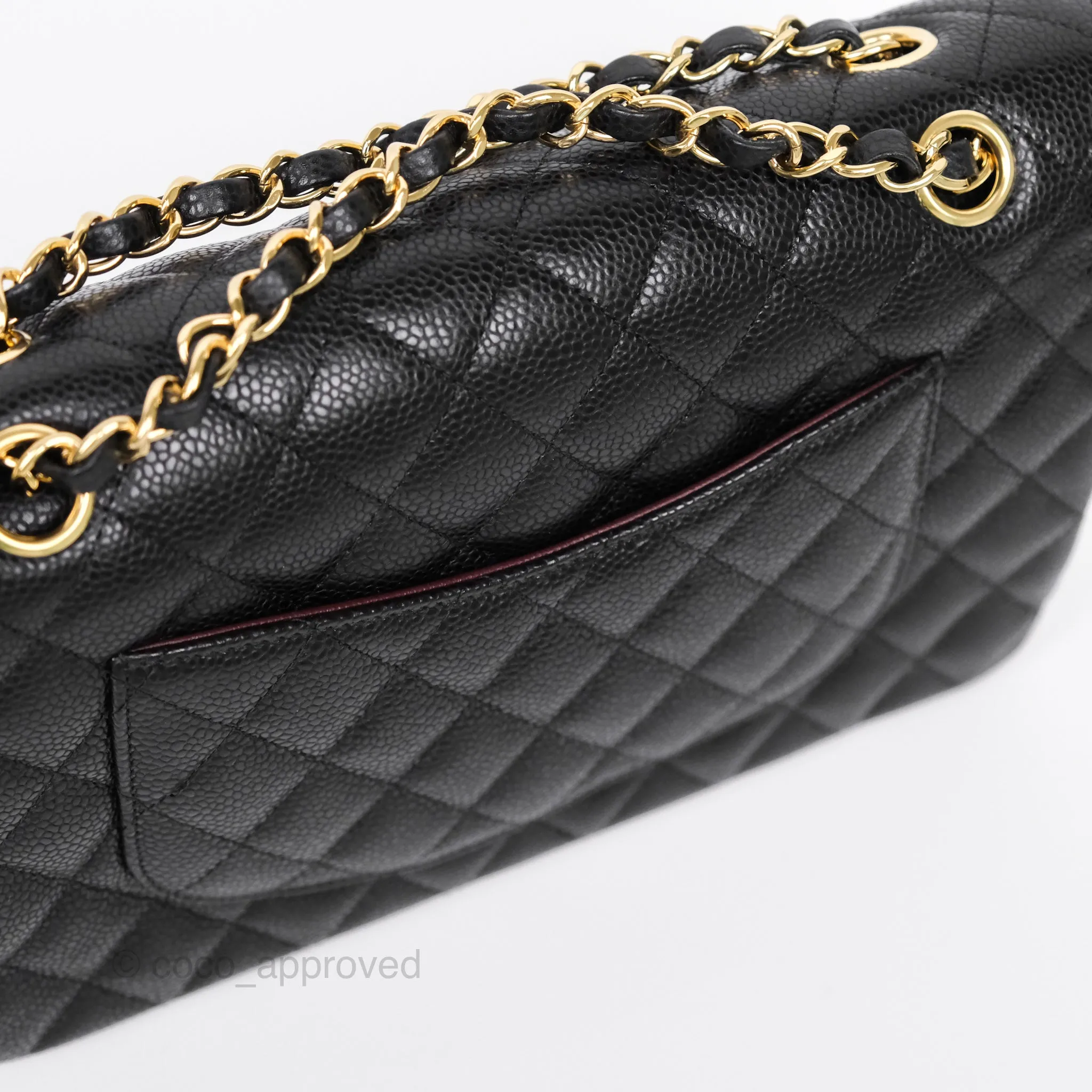 Chanel Classic M/L Medium Flap Quilted Black Caviar Gold Hardware