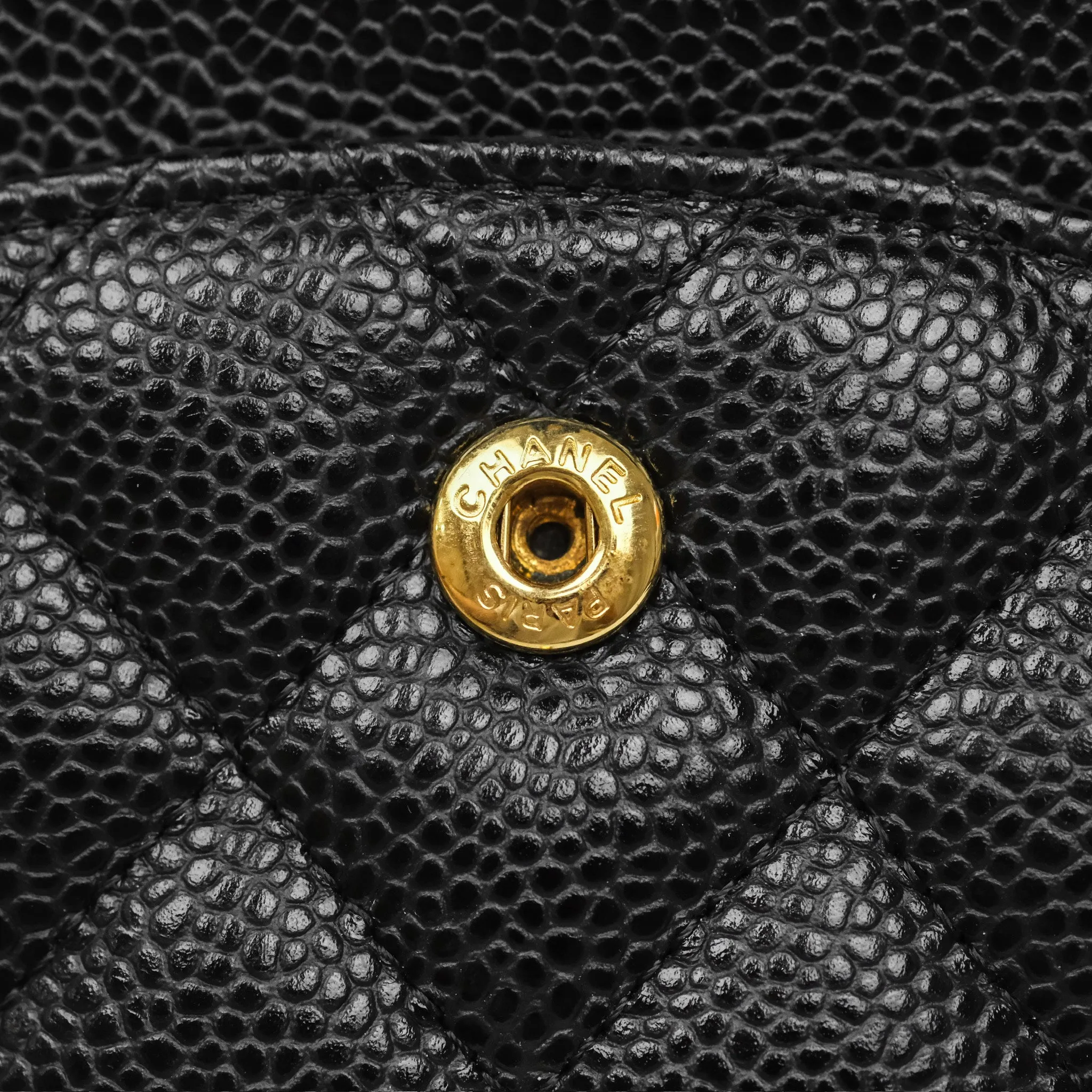 Chanel Classic M/L Medium Flap Quilted Black Caviar Gold Hardware
