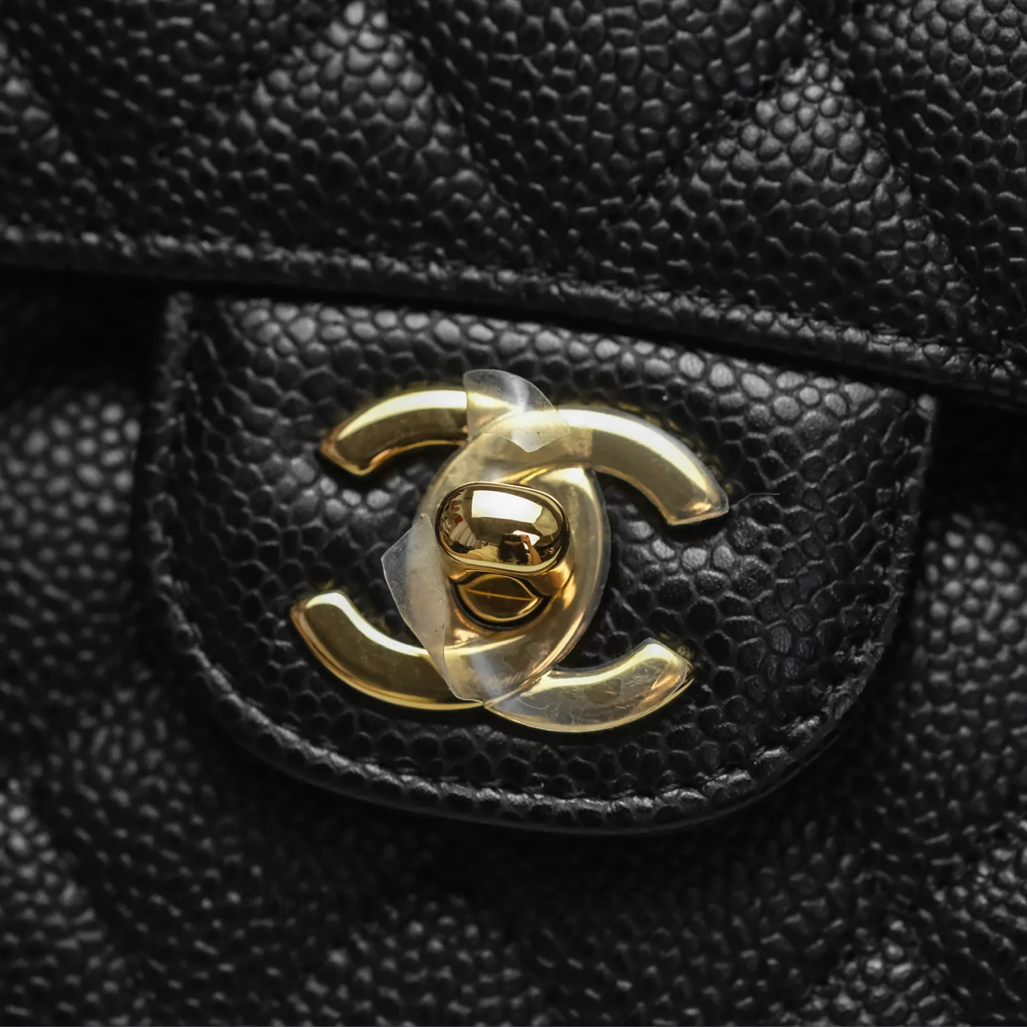 Chanel Classic M/L Medium Flap Quilted Black Caviar Gold Hardware