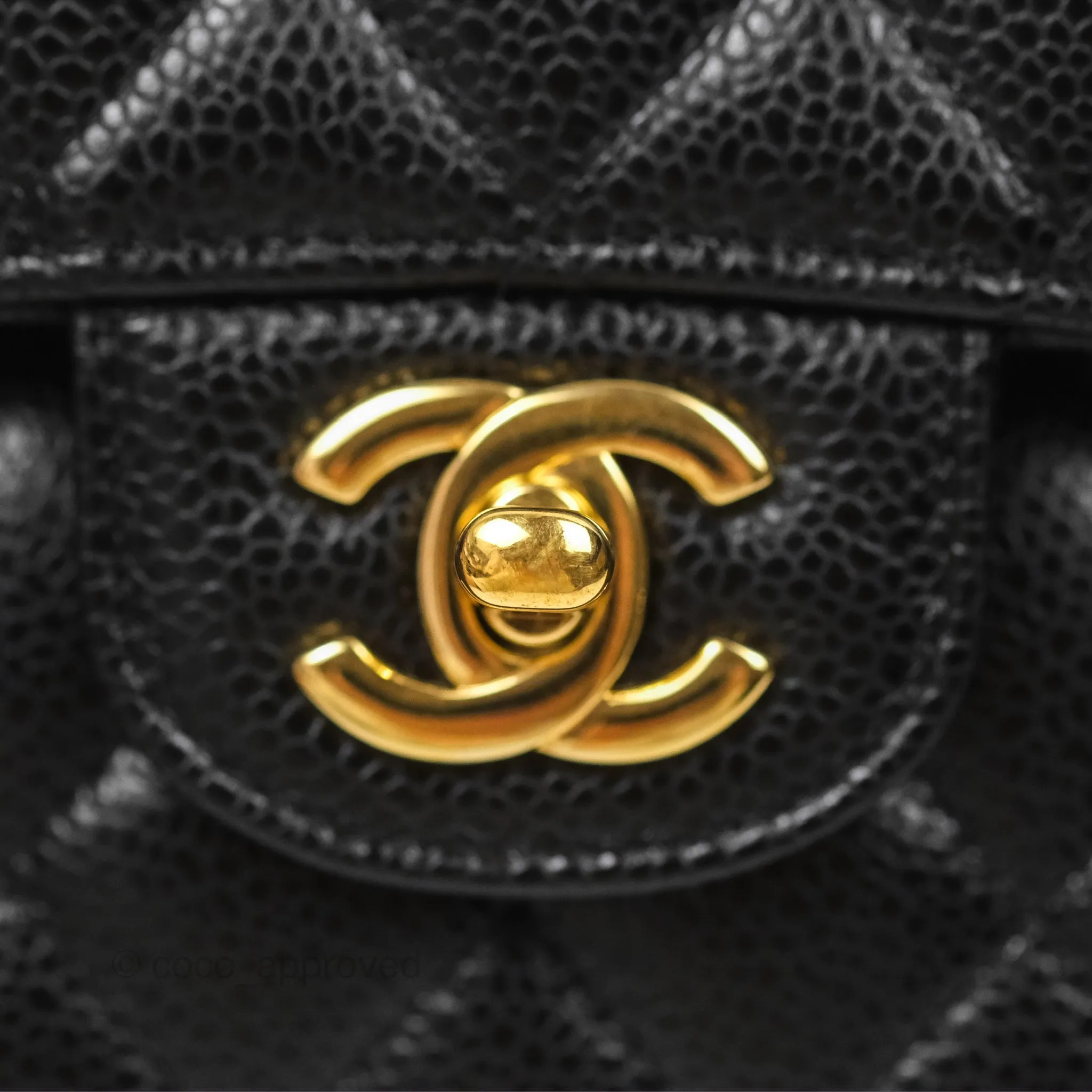 Chanel Classic M/L Medium Flap Quilted Black Caviar Gold Hardware