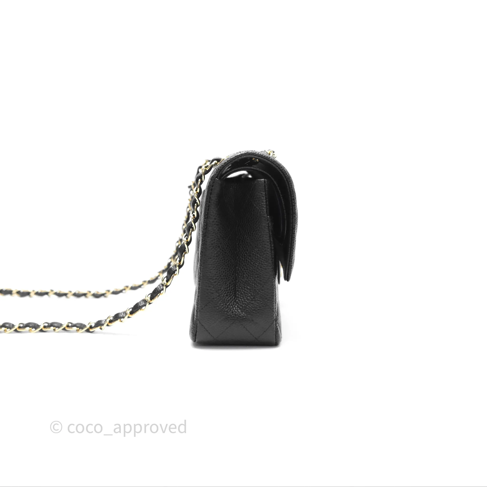 Chanel Classic M/L Medium Flap Quilted Black Caviar Gold Hardware