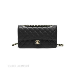 Chanel Classic M/L Medium Flap Quilted Black Caviar Gold Hardware
