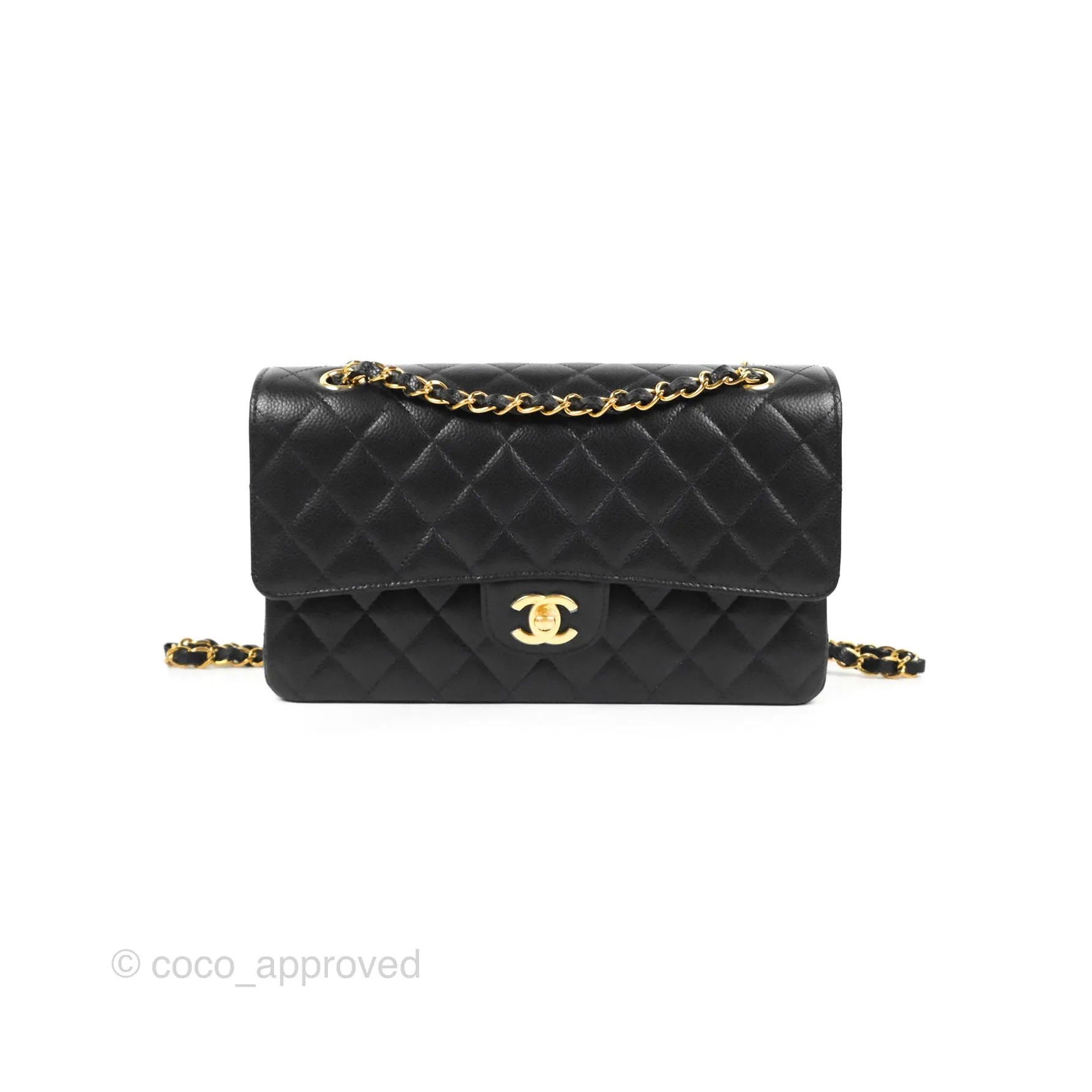 Chanel Classic M/L Medium Flap Quilted Black Caviar Gold Hardware