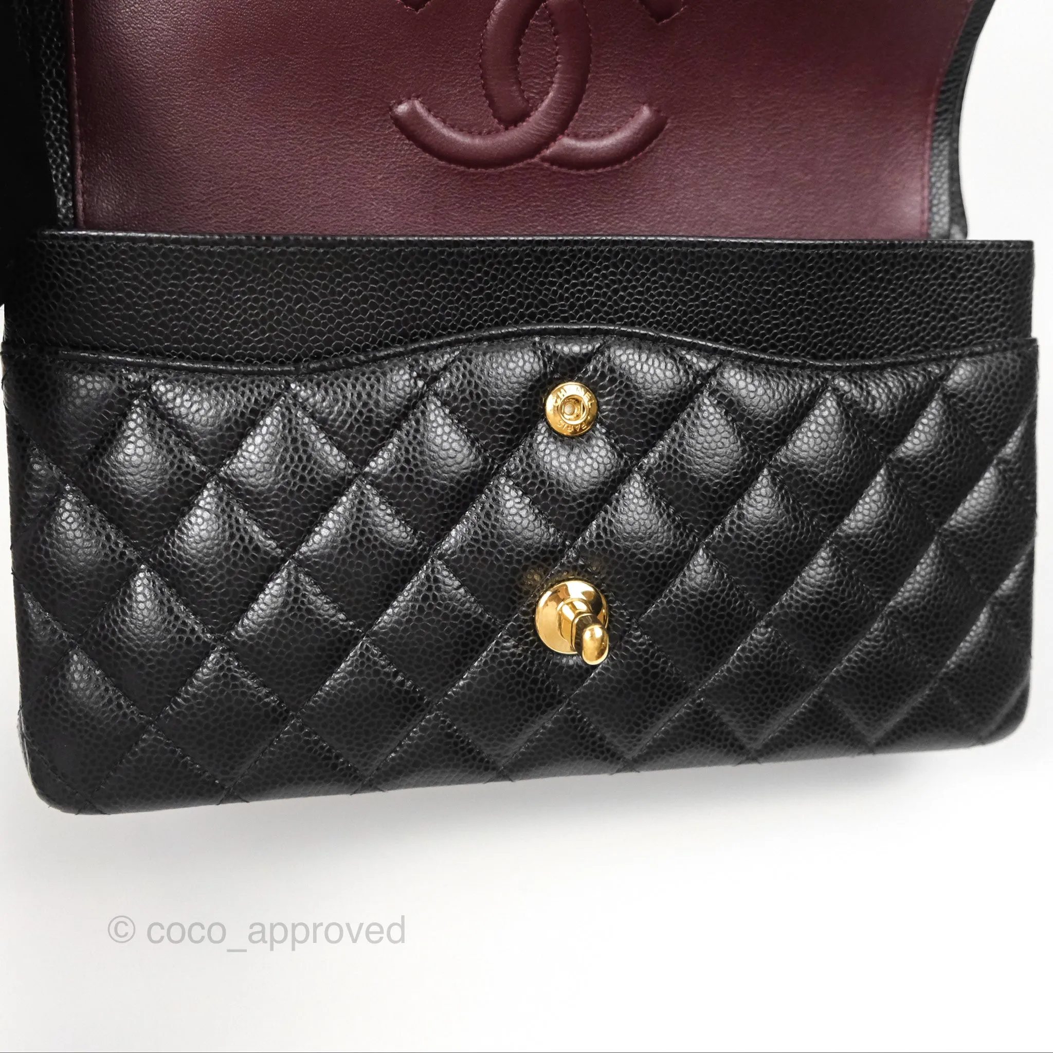 Chanel Classic M/L Medium Flap Quilted Black Caviar Gold Hardware
