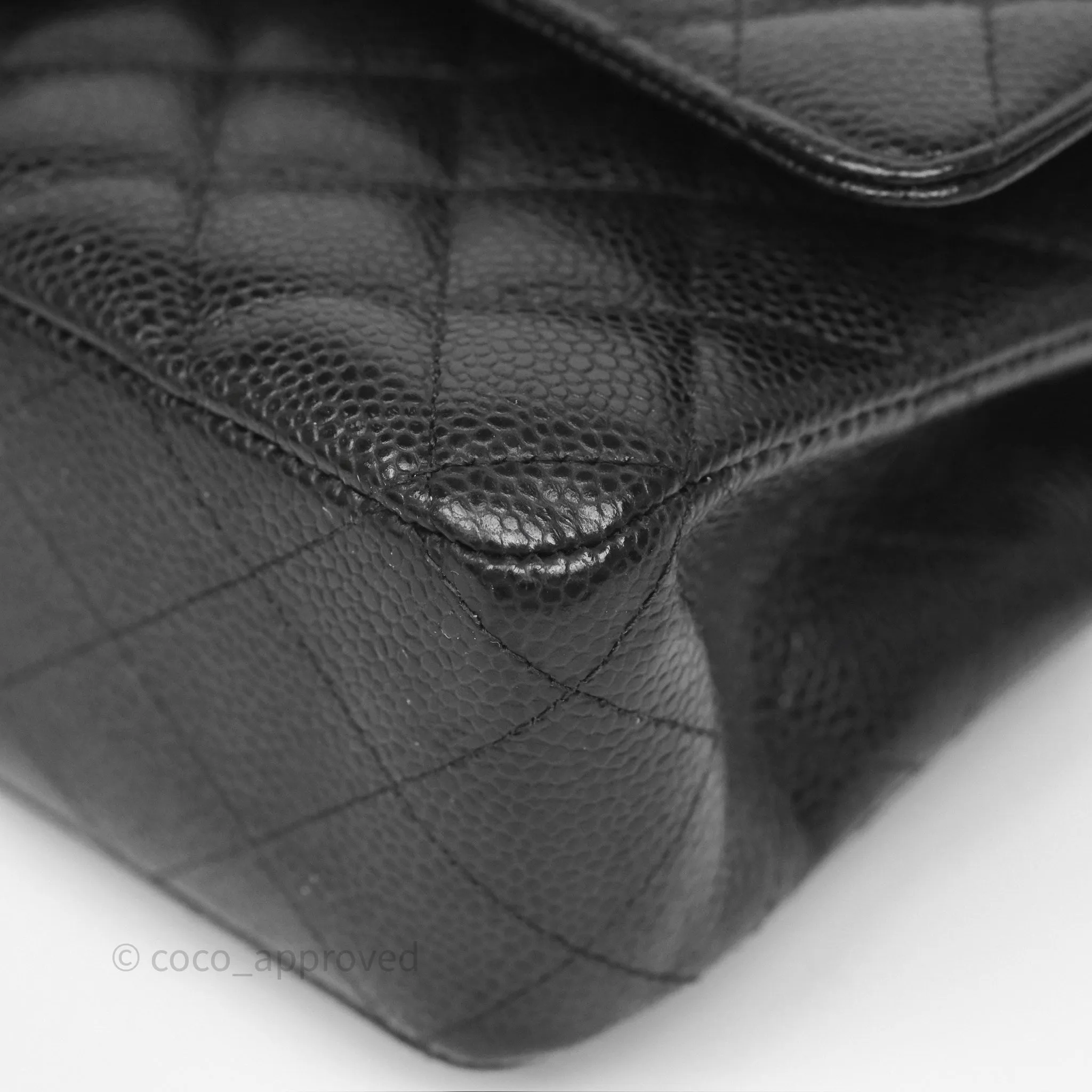 Chanel Classic M/L Medium Flap Quilted Black Caviar Gold Hardware