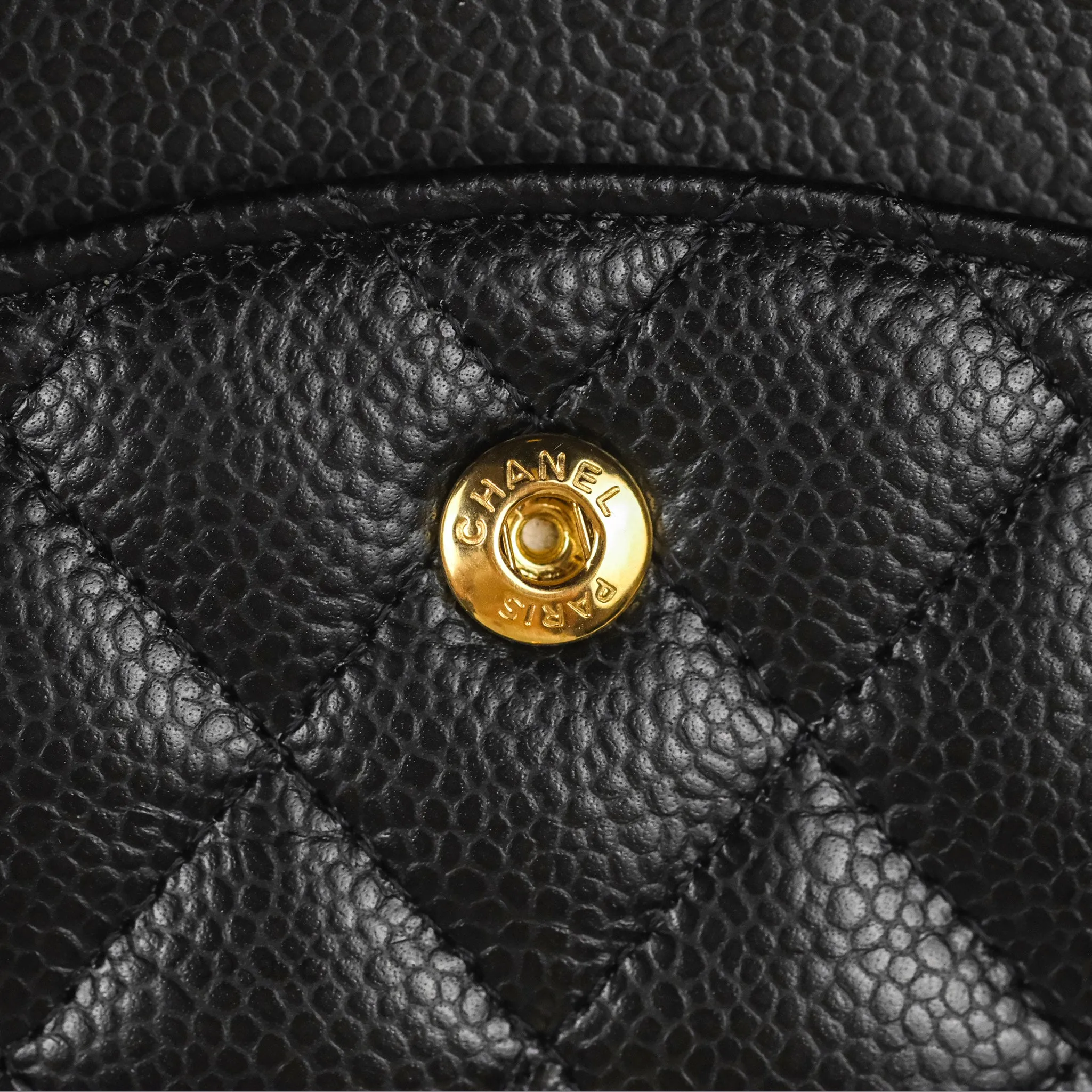 Chanel Classic M/L Medium Flap Quilted Black Caviar Gold Hardware