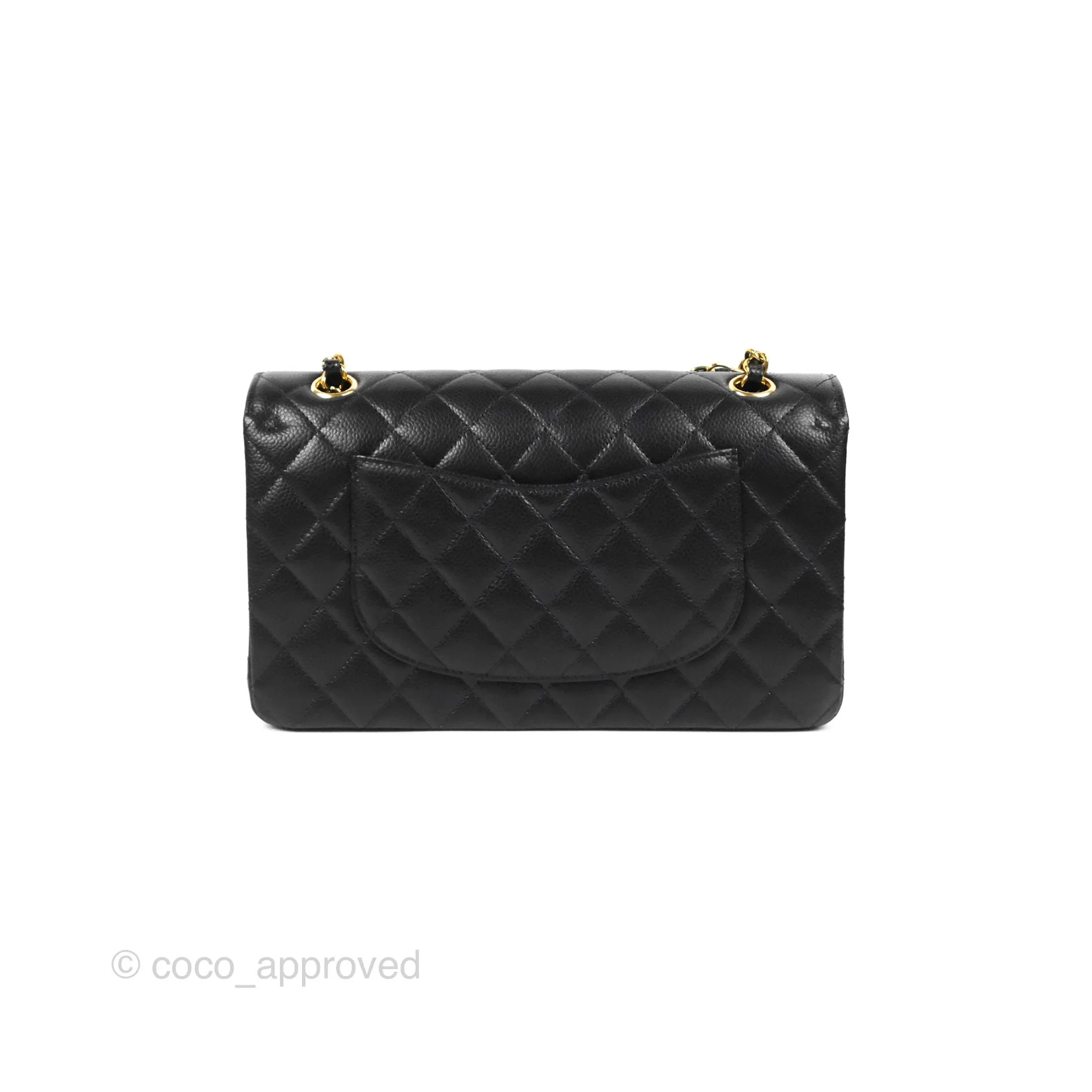 Chanel Classic M/L Medium Flap Quilted Black Caviar Gold Hardware