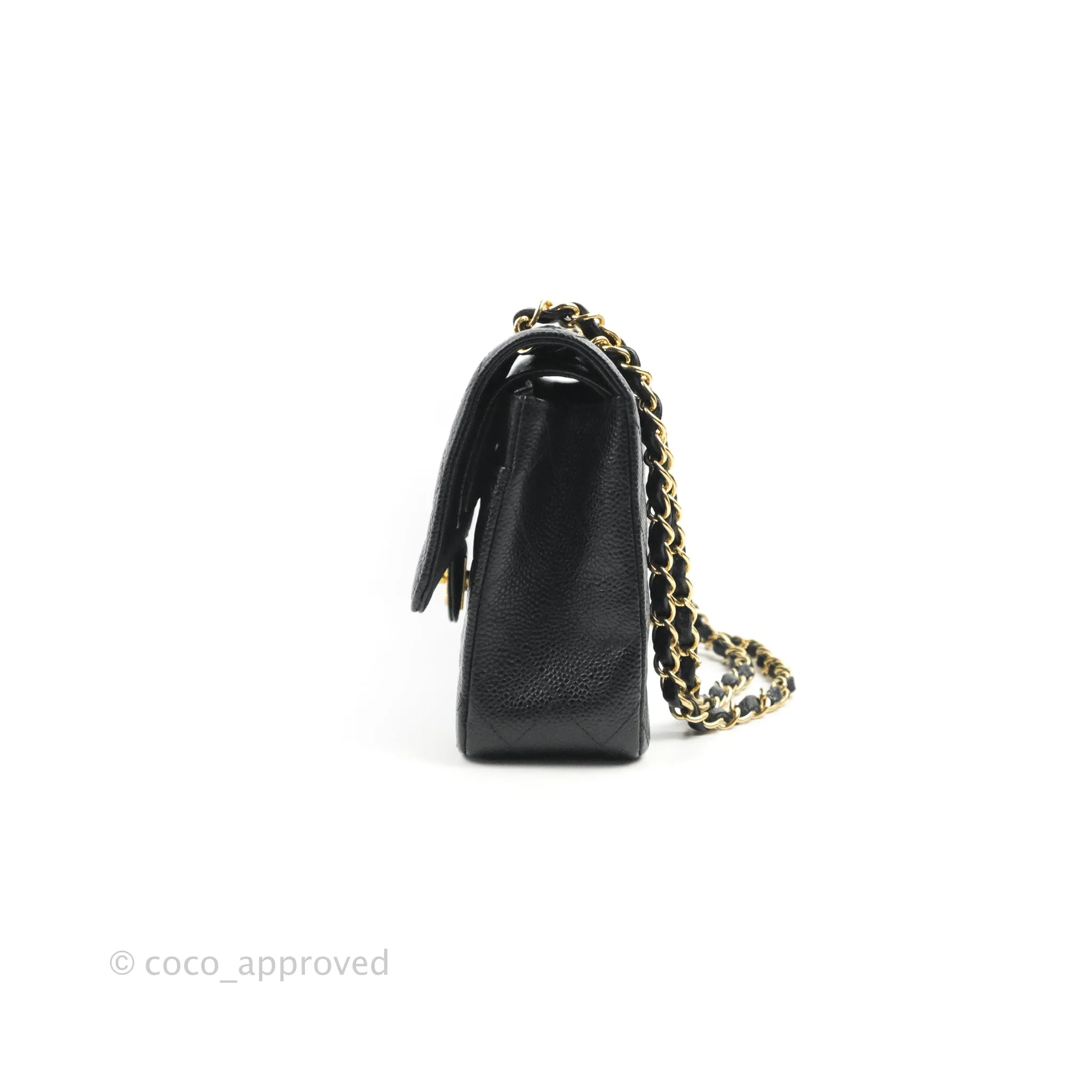 Chanel Classic M/L Medium Flap Quilted Black Caviar Gold Hardware