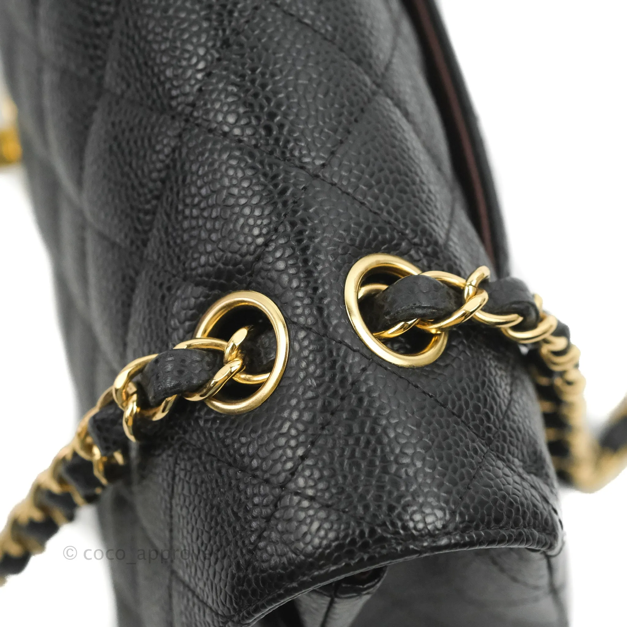 Chanel Classic M/L Medium Flap Quilted Black Caviar Gold Hardware