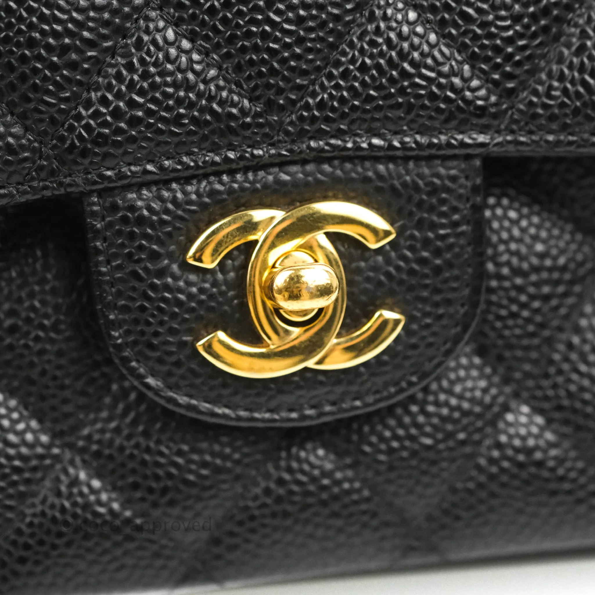 Chanel Classic M/L Medium Flap Quilted Black Caviar Gold Hardware