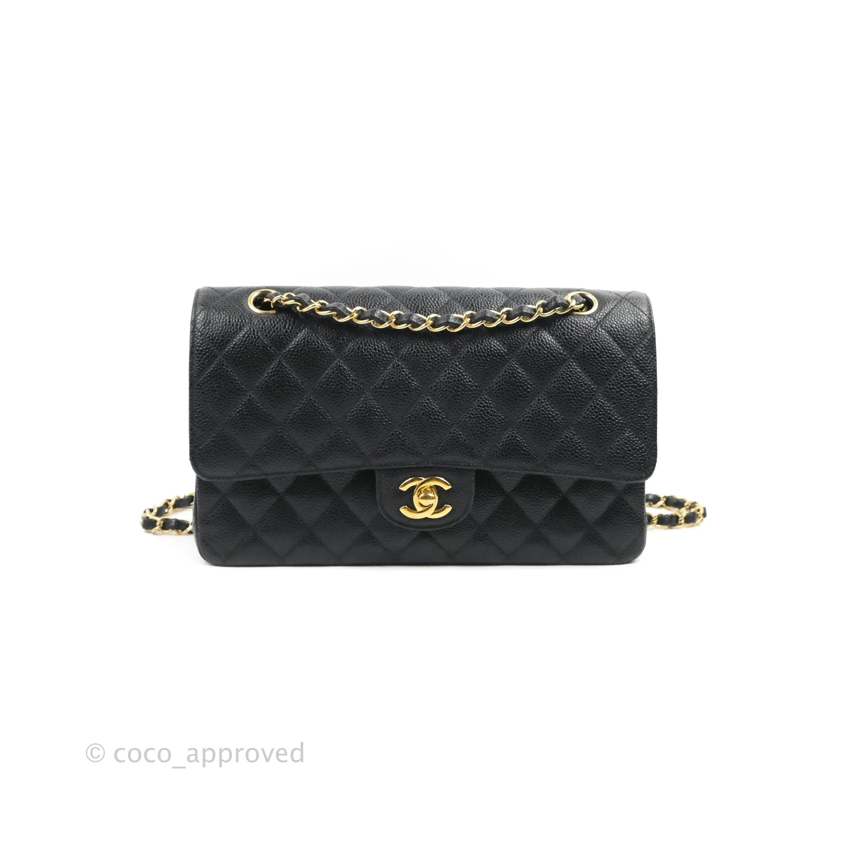 Chanel Classic M/L Medium Flap Quilted Black Caviar Gold Hardware