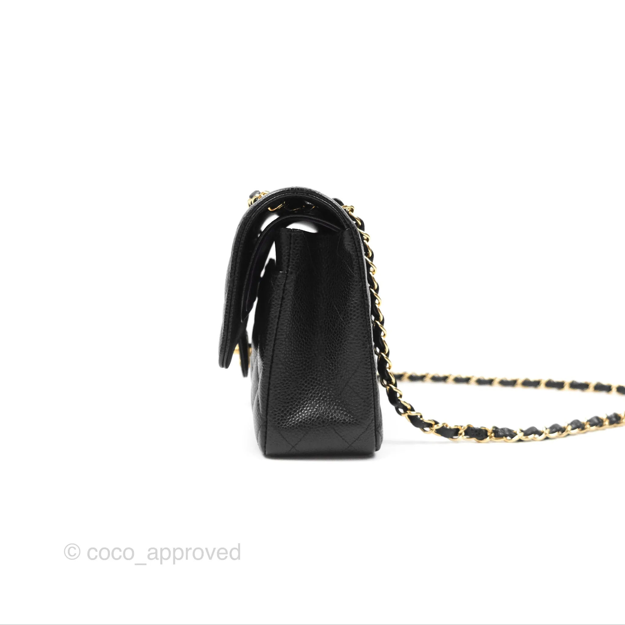 Chanel Classic M/L Medium Flap Quilted Black Caviar Gold Hardware
