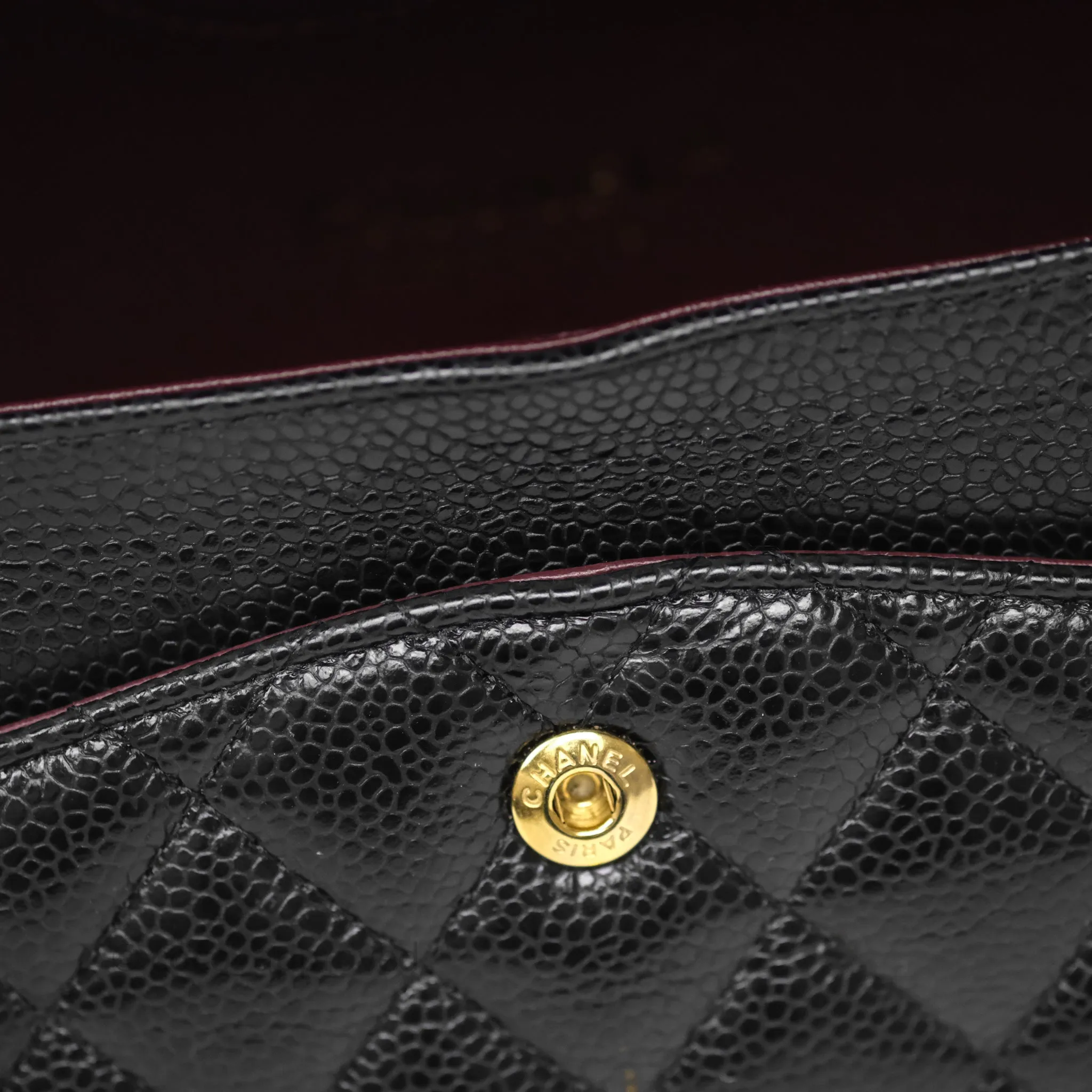 Chanel Classic M/L Medium Flap Quilted Black Caviar Gold Hardware