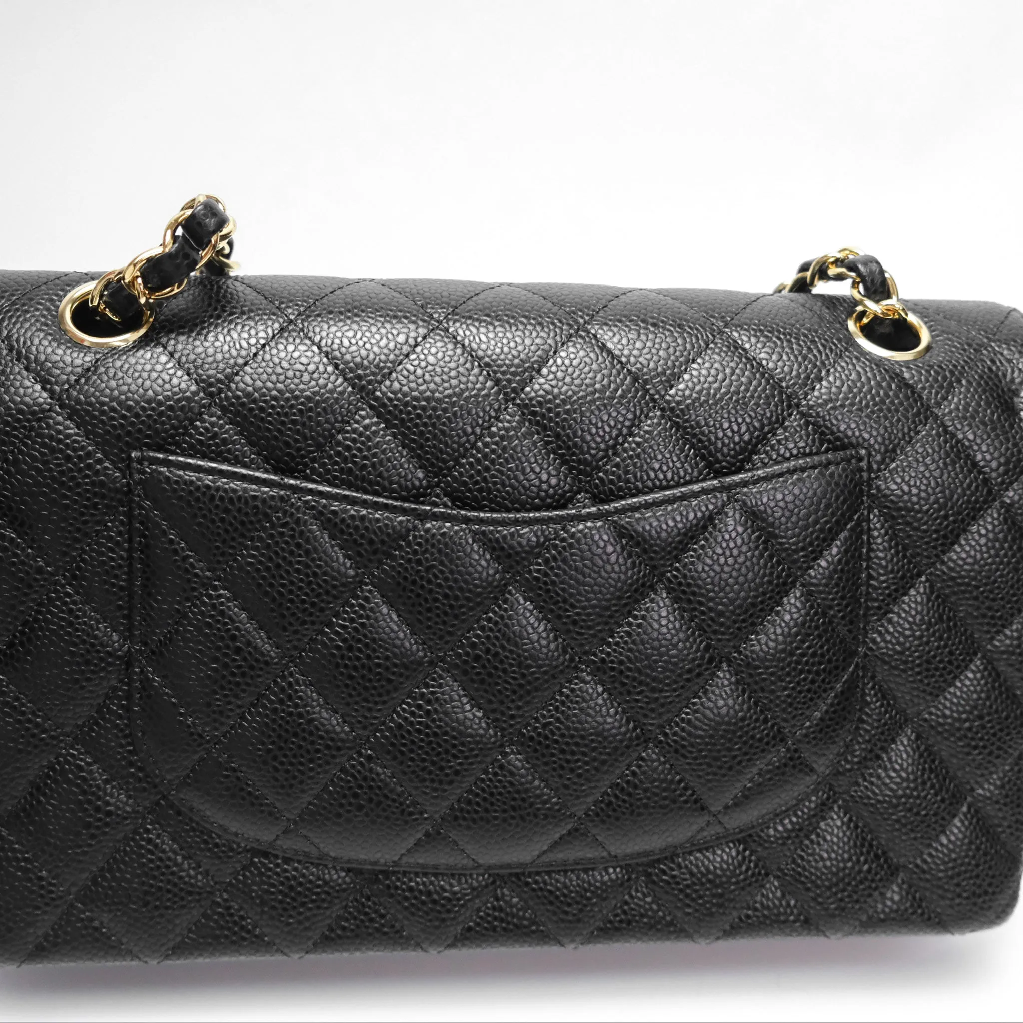 Chanel Classic M/L Medium Flap Quilted Black Caviar Gold Hardware