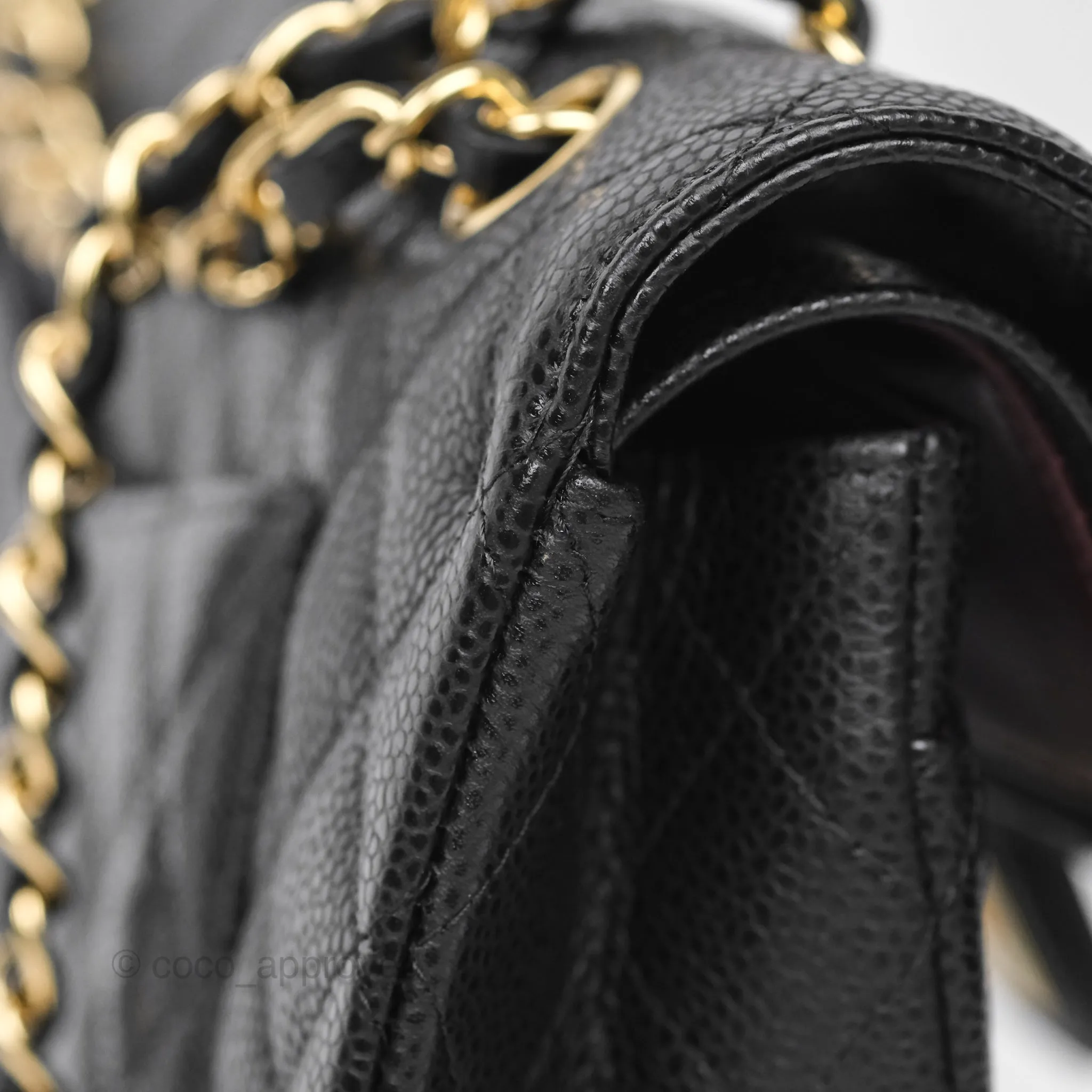 Chanel Classic M/L Medium Flap Quilted Black Caviar Gold Hardware