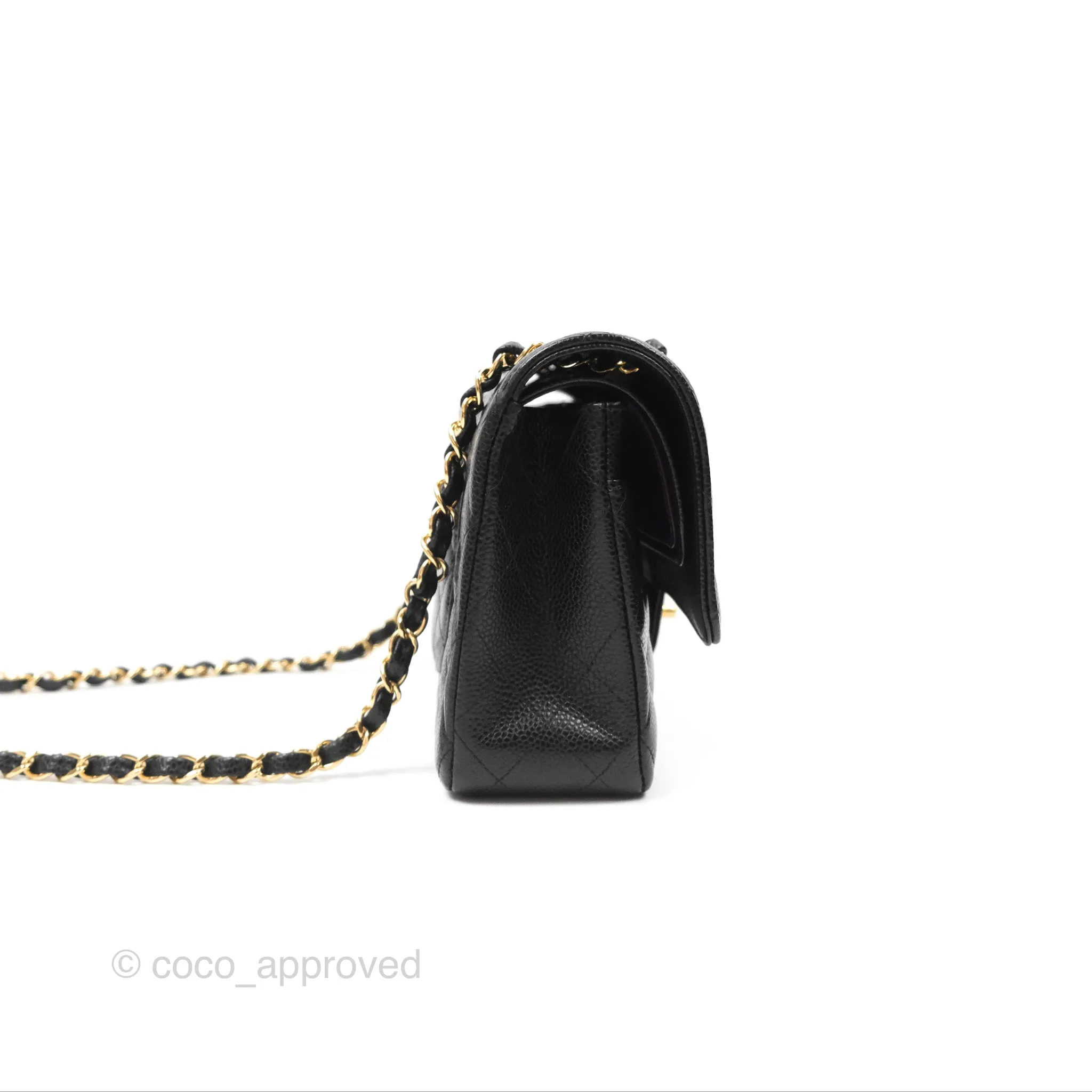 Chanel Classic M/L Medium Flap Quilted Black Caviar Gold Hardware