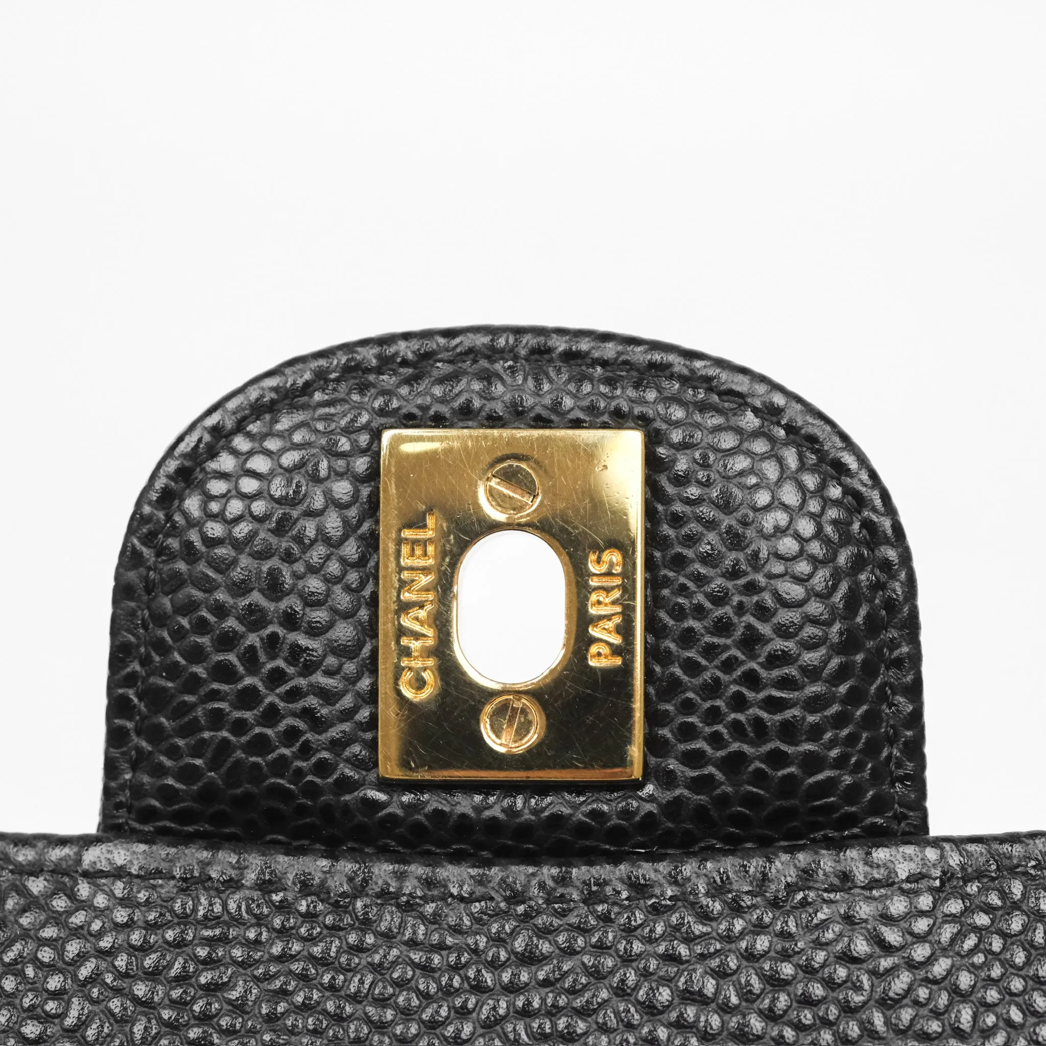 Chanel Classic M/L Medium Flap Quilted Black Caviar Gold Hardware