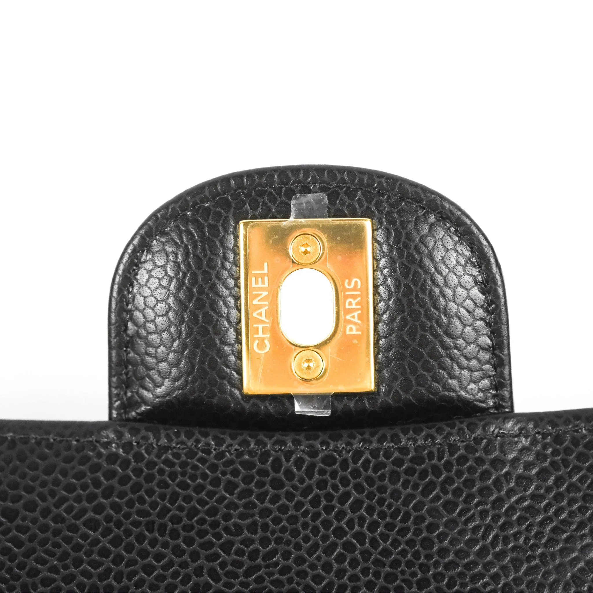 Chanel Classic M/L Medium Flap Quilted Black Caviar Gold Hardware