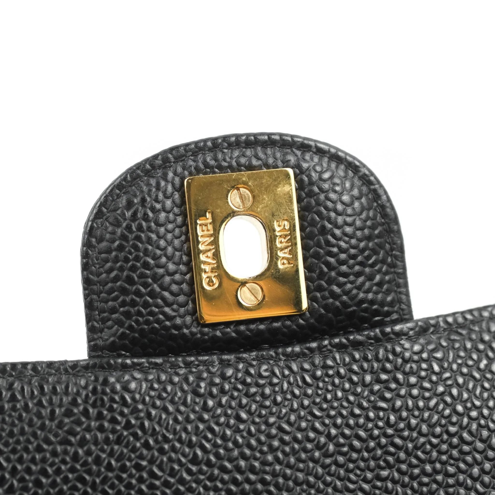 Chanel Classic M/L Medium Flap Quilted Black Caviar Gold Hardware