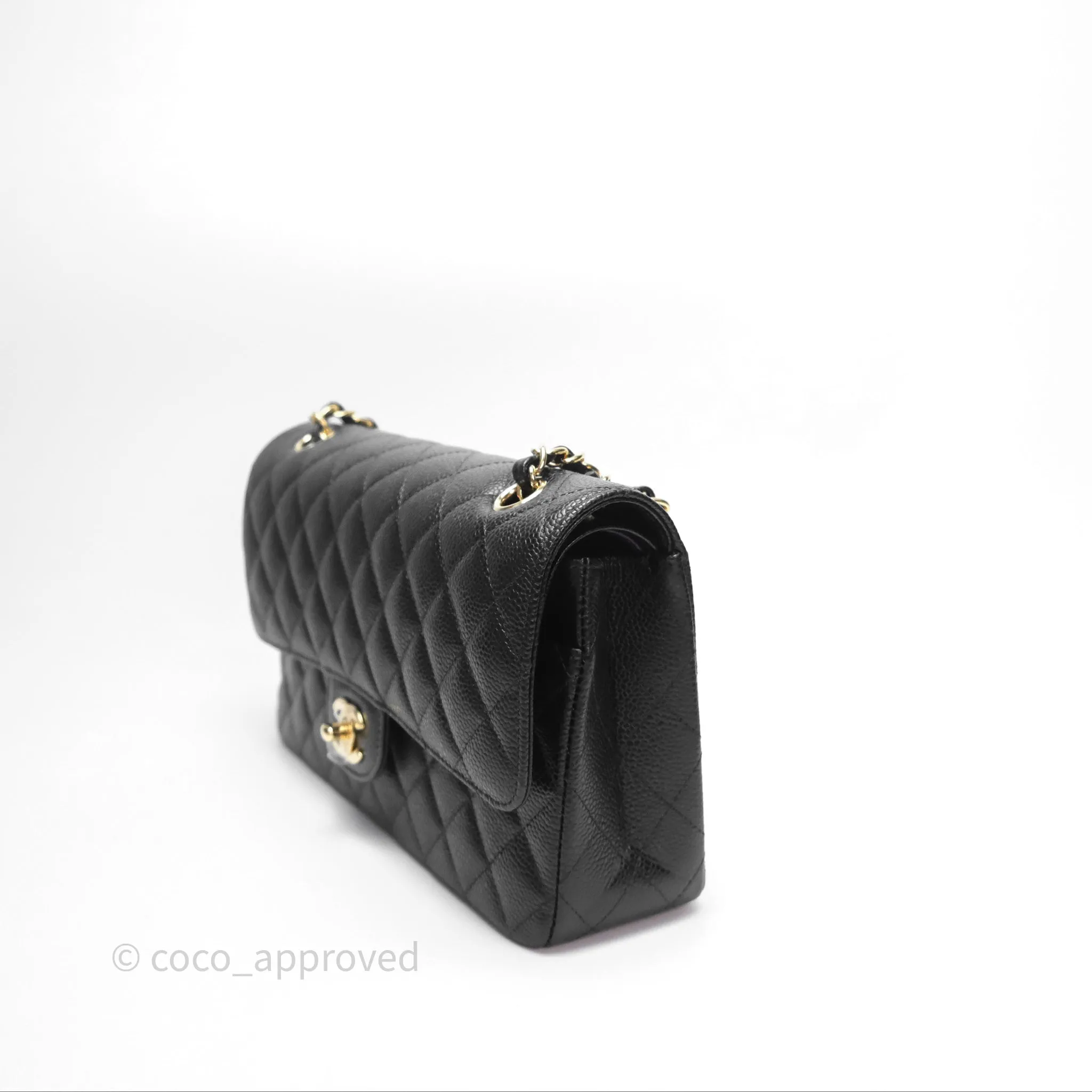 Chanel Classic M/L Medium Flap Quilted Black Caviar Gold Hardware