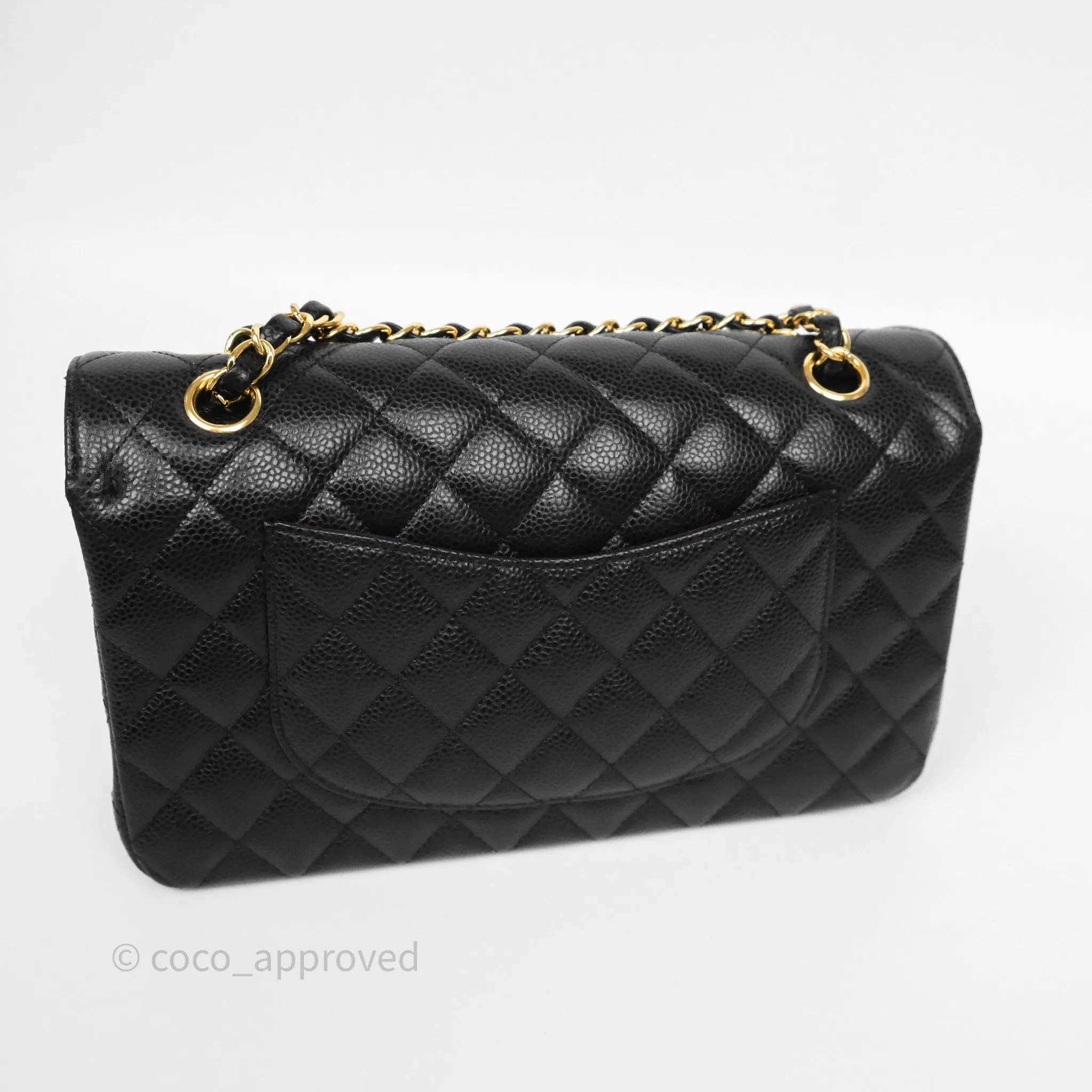 Chanel Classic M/L Medium Flap Quilted Black Caviar Gold Hardware