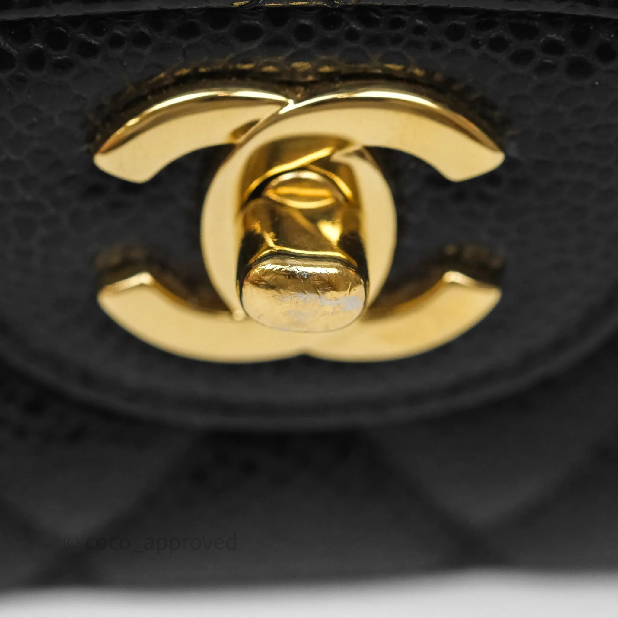 Chanel Classic M/L Medium Flap Quilted Black Caviar Gold Hardware