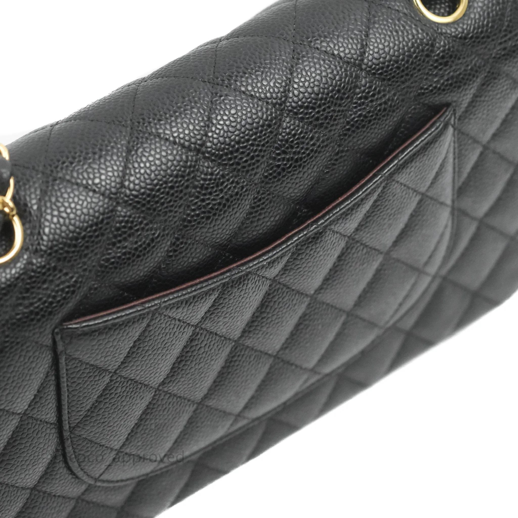 Chanel Classic M/L Medium Flap Quilted Black Caviar Gold Hardware