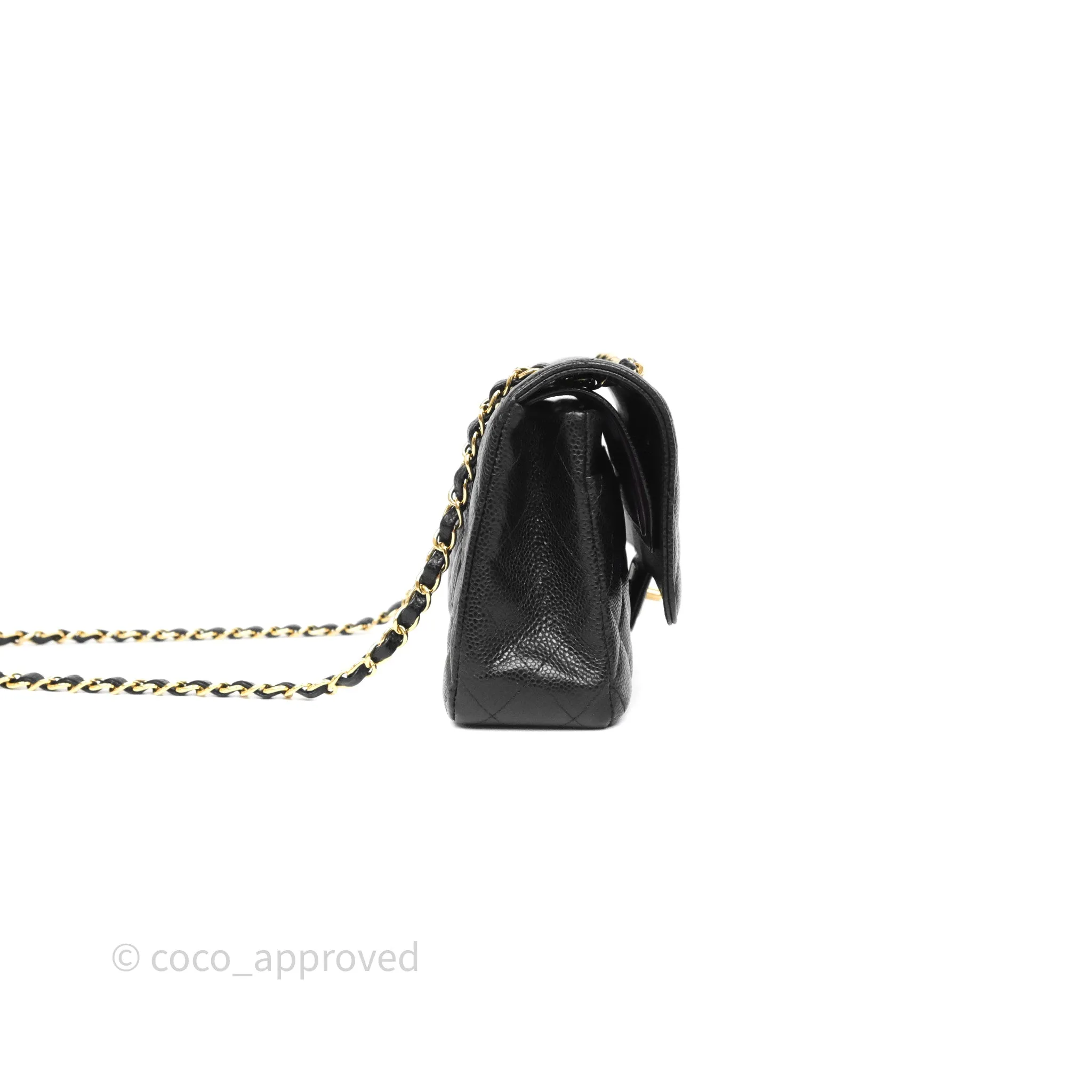 Chanel Classic M/L Medium Flap Quilted Black Caviar Gold Hardware