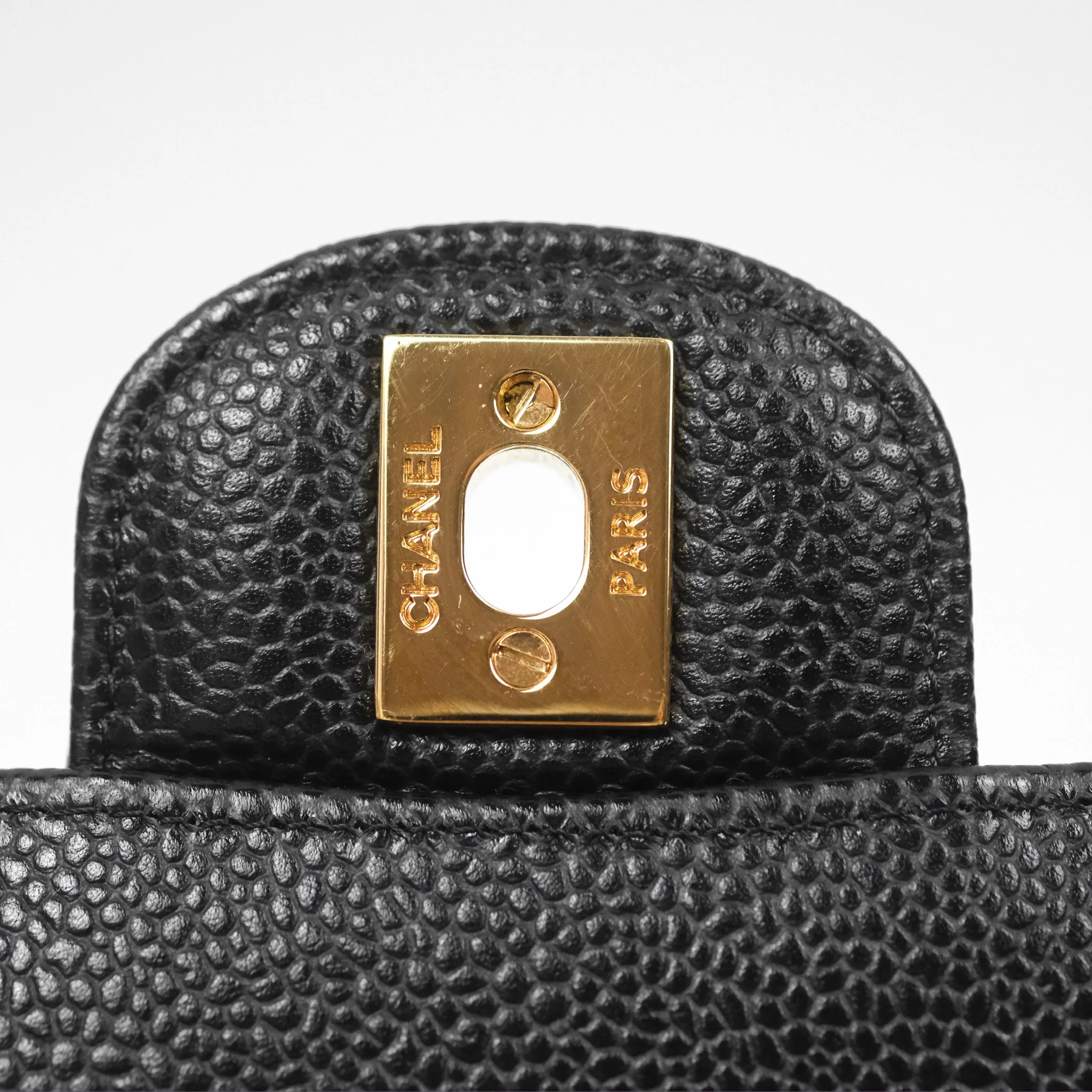 Chanel Classic M/L Medium Flap Quilted Black Caviar Gold Hardware