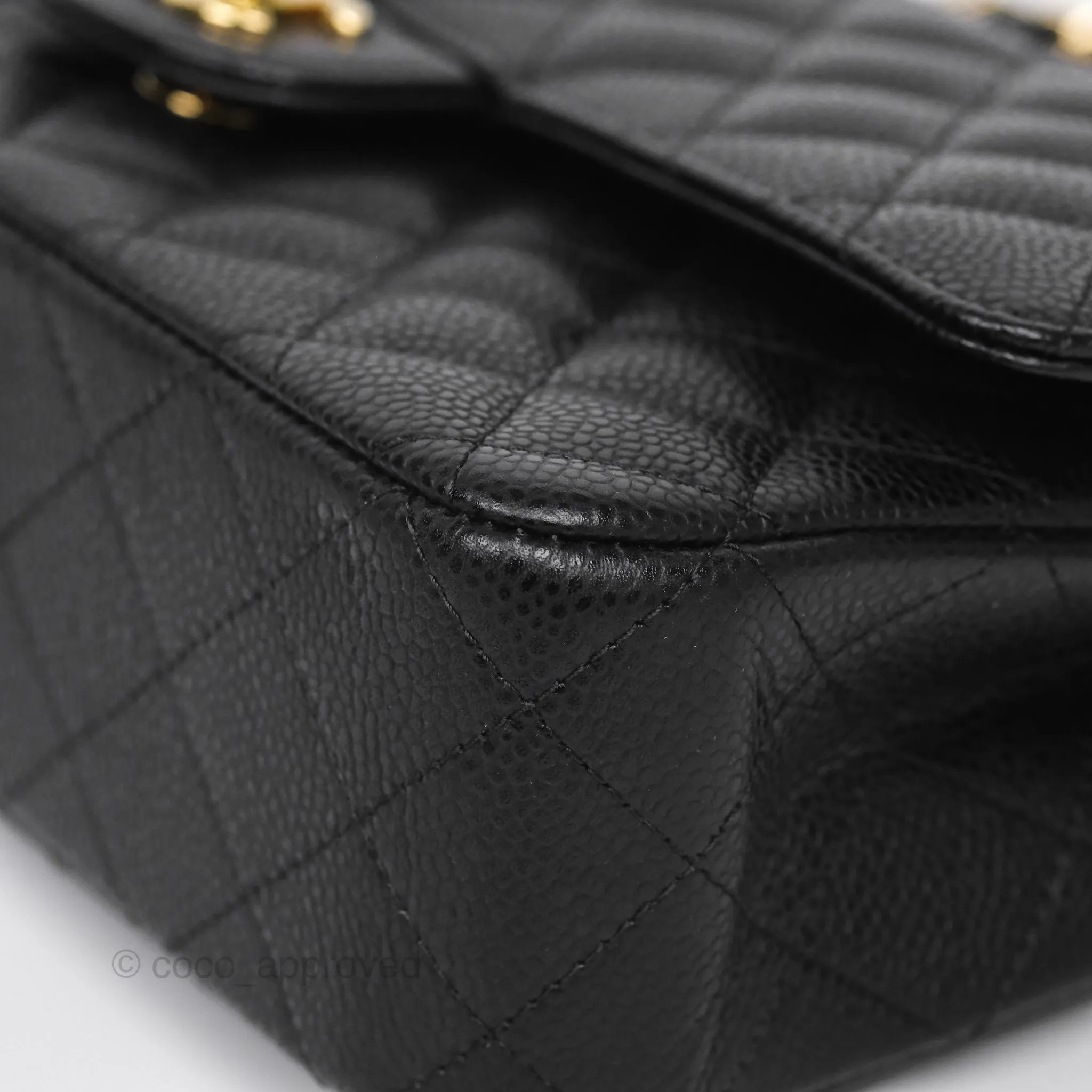 Chanel Classic M/L Medium Flap Quilted Black Caviar Gold Hardware
