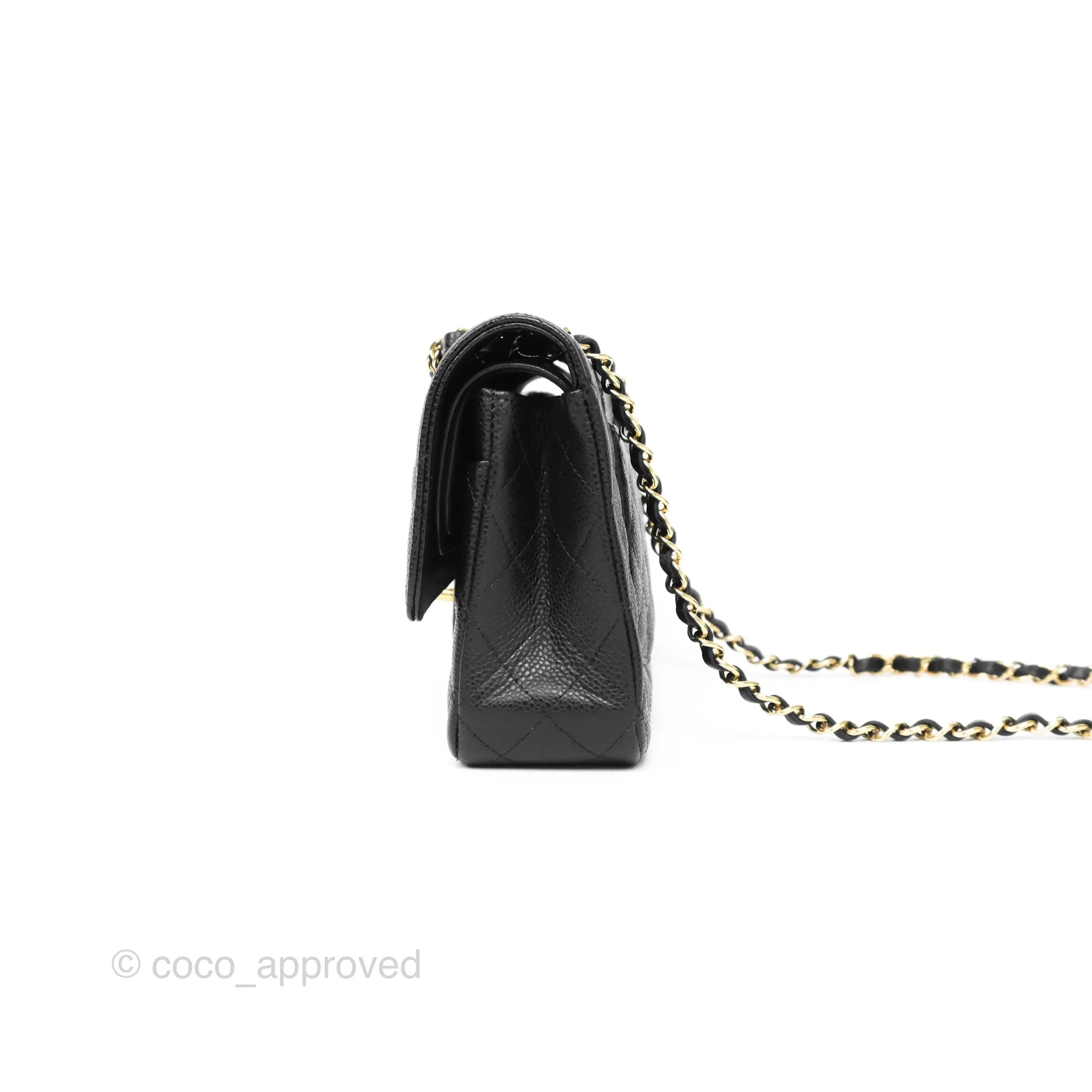 Chanel Classic M/L Medium Flap Quilted Black Caviar Gold Hardware