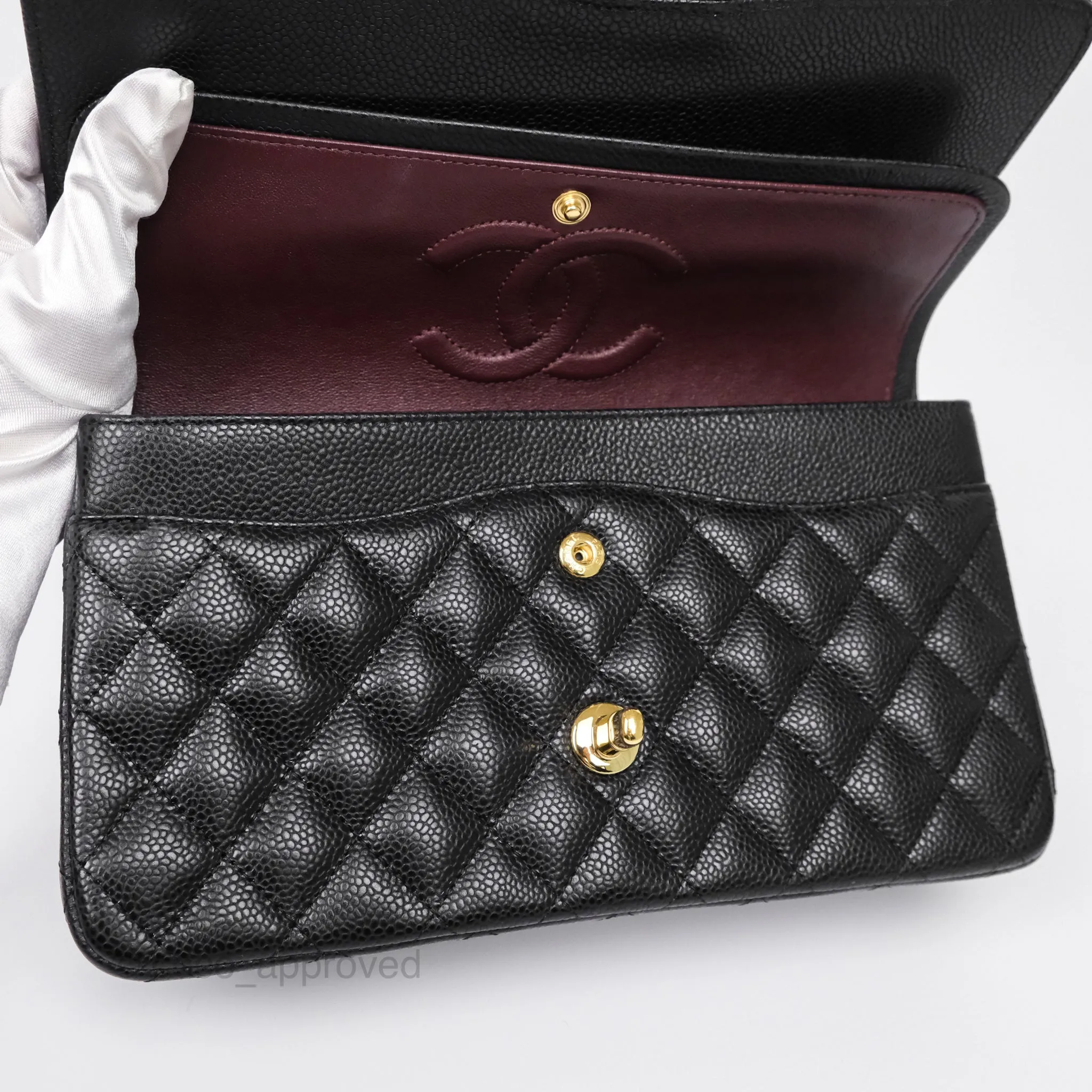 Chanel Classic M/L Medium Flap Quilted Black Caviar Gold Hardware