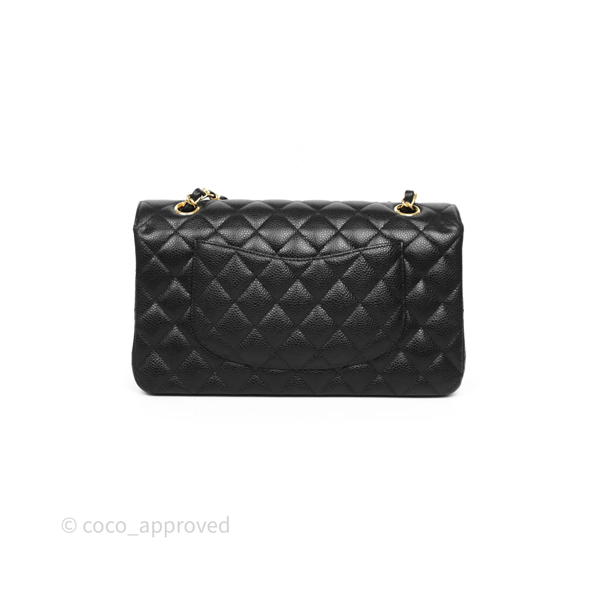Chanel Classic M/L Medium Flap Quilted Black Caviar Gold Hardware