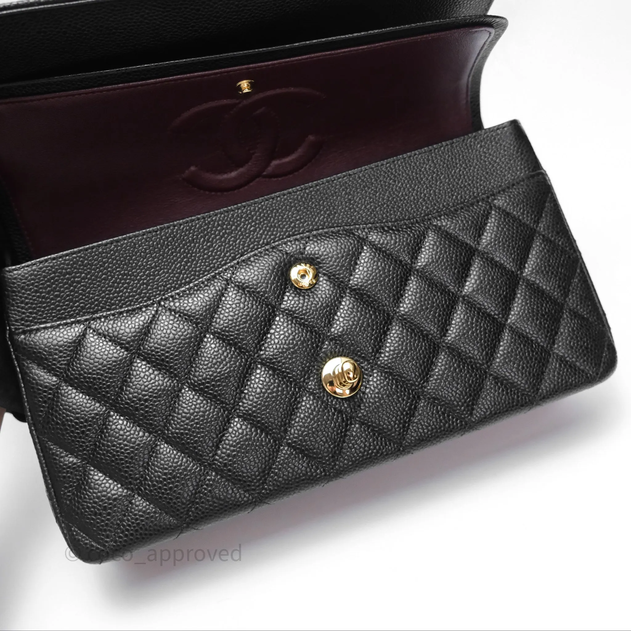 Chanel Classic M/L Medium Flap Quilted Black Caviar Gold Hardware