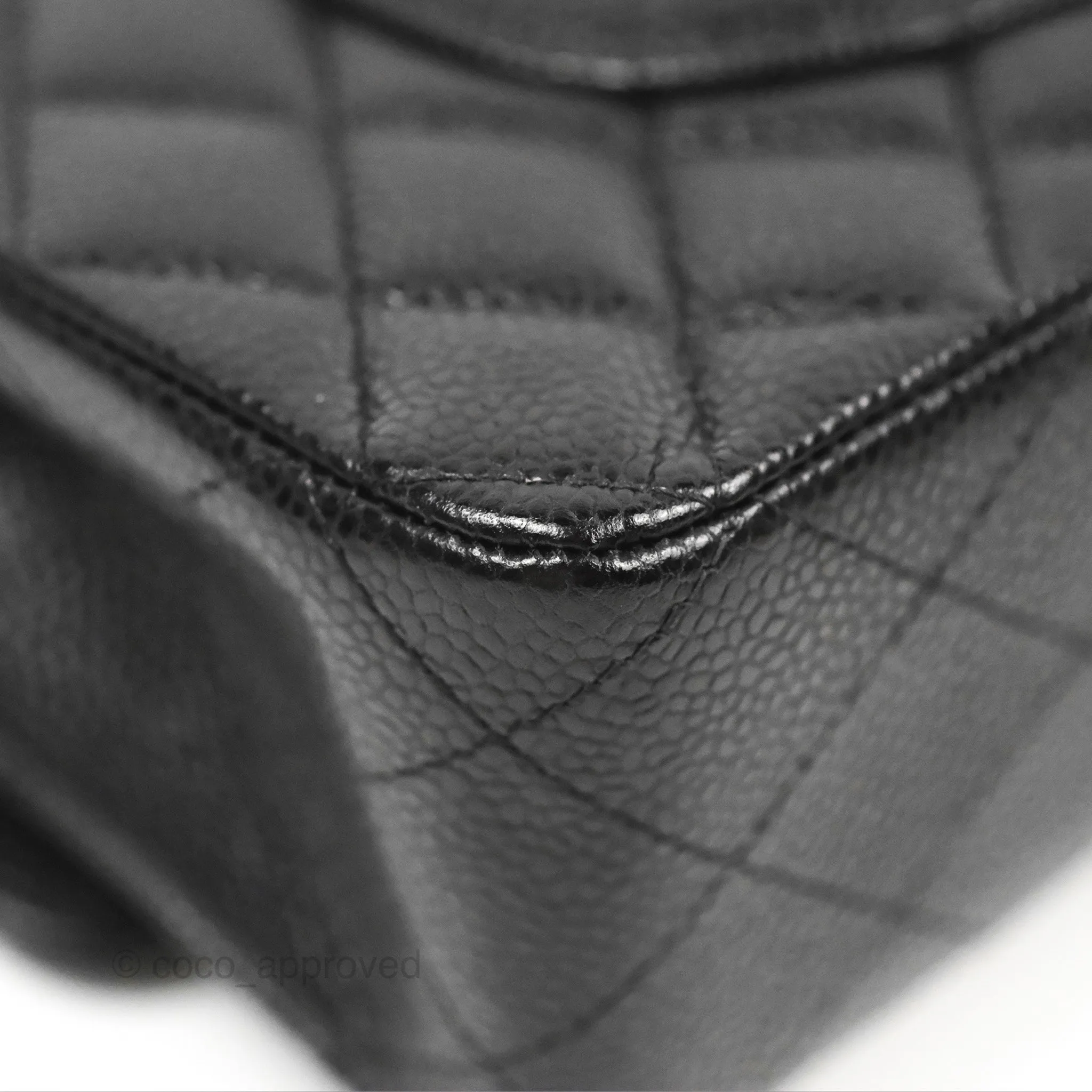 Chanel Classic M/L Medium Flap Quilted Black Caviar Silver Hardware