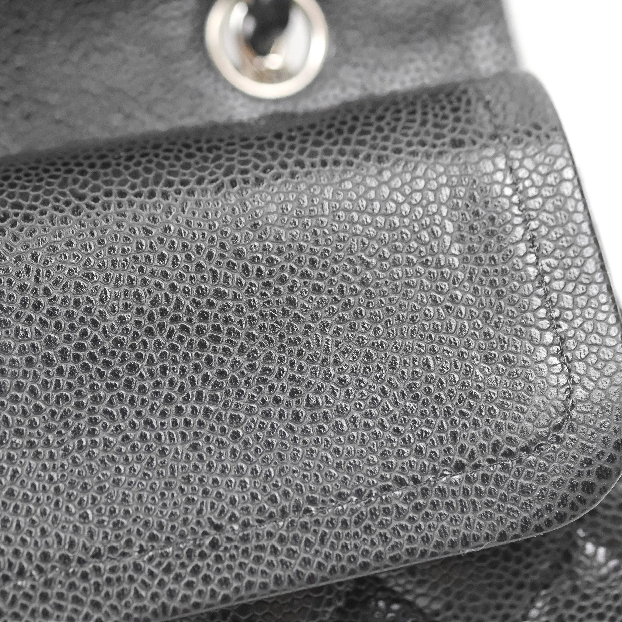 Chanel Classic M/L Medium Flap Quilted Black Caviar Silver Hardware