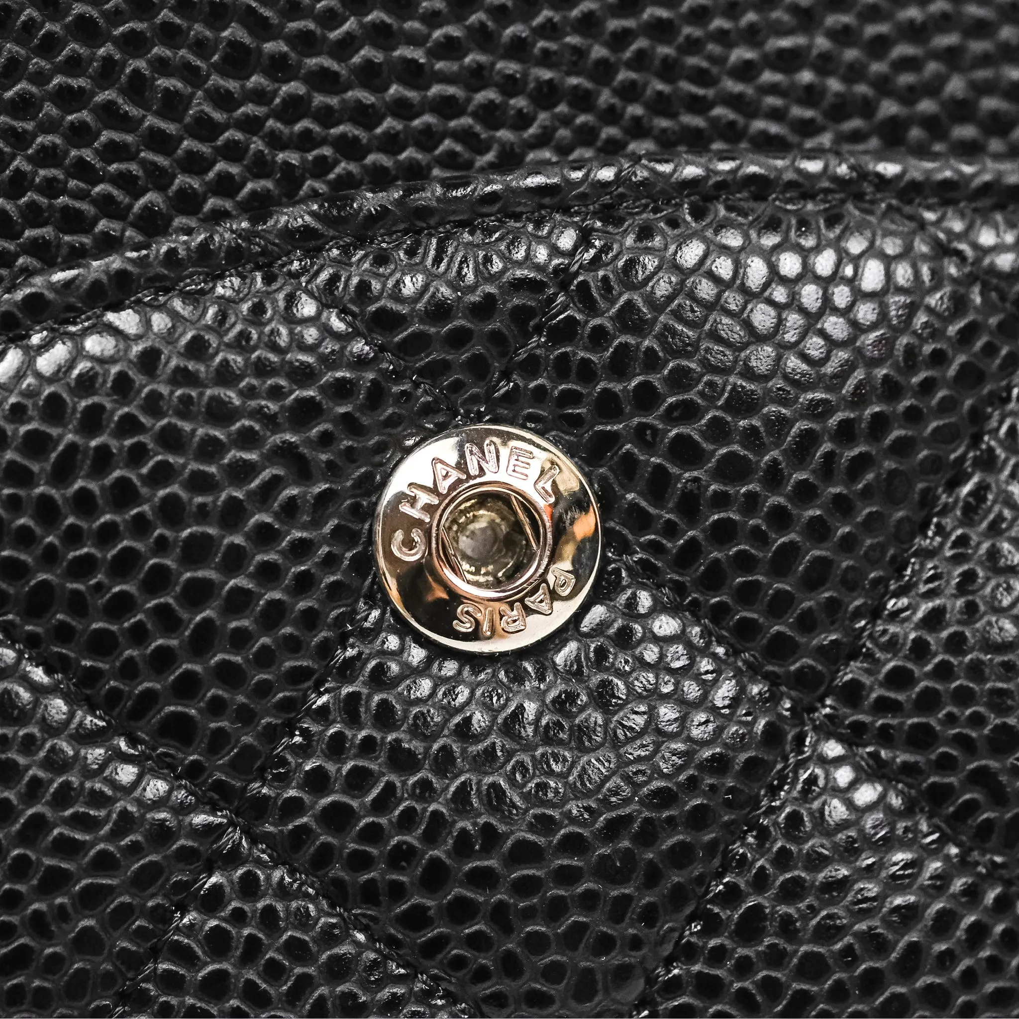 Chanel Classic M/L Medium Flap Quilted Black Caviar Silver Hardware