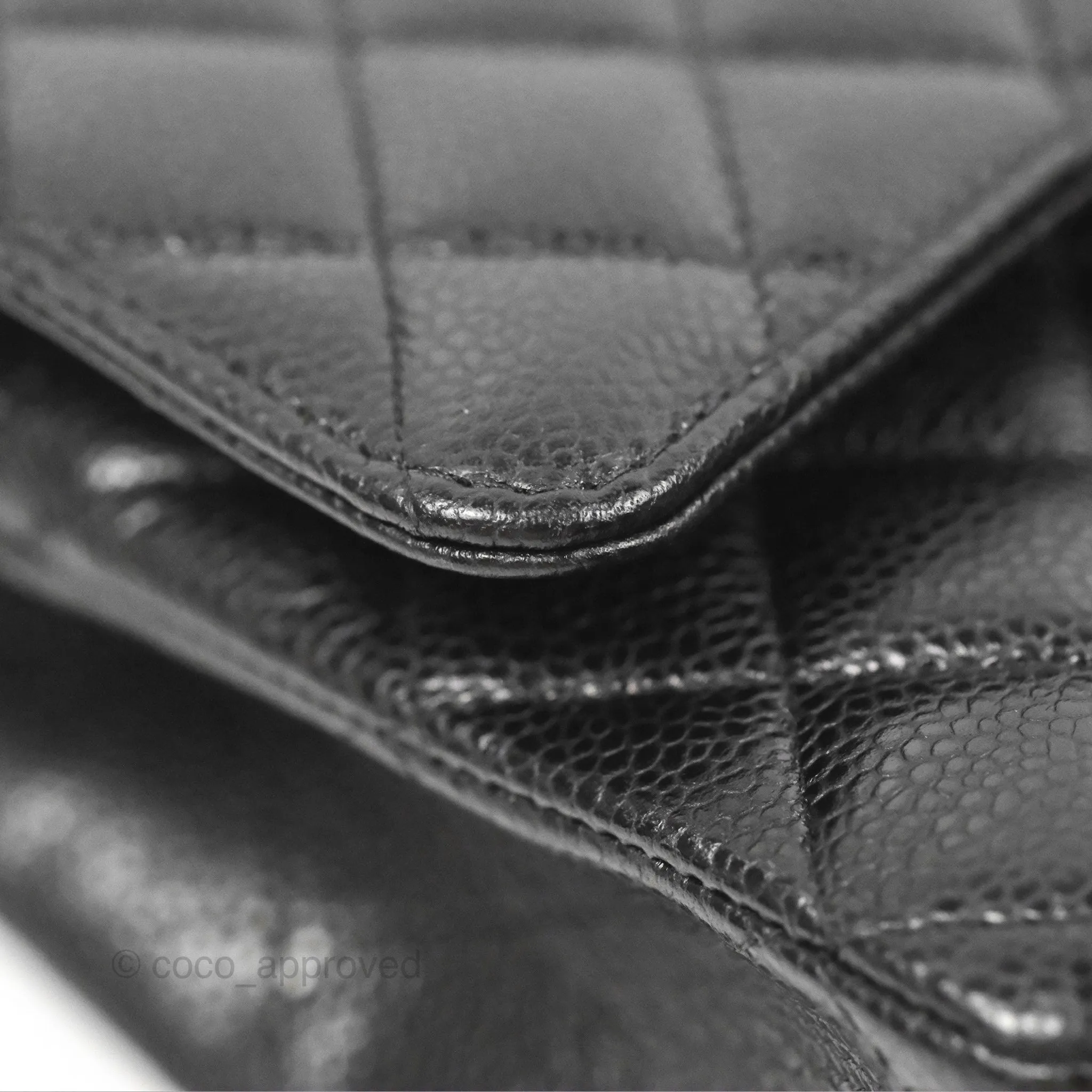 Chanel Classic M/L Medium Flap Quilted Black Caviar Silver Hardware